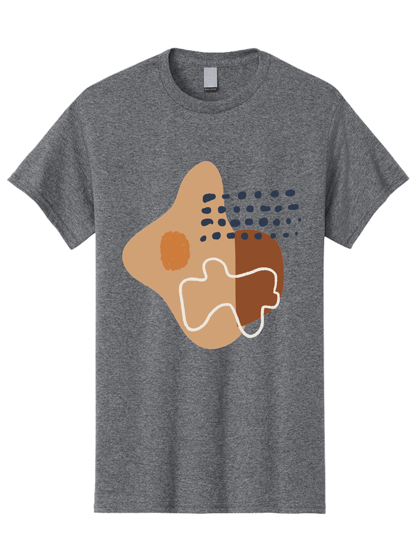 Abstract-Shapes-2 Men'S Graphic Tee, 100% Cotton, Comfortable Casual Summer Wear, Machine Washable, Stylized Head Profile, Abstract Shapes, Modern Design, Minimalist Art, Creative Expression, Digital Illustration, Dotted Patterns, - Aaa354