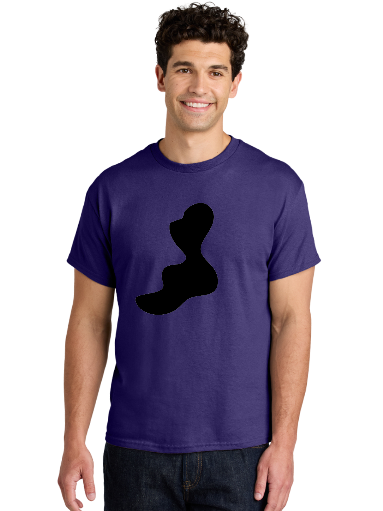 Abstract-Silhouette Men'S Graphic Tee, 100% Cotton, Comfortable Casual Summer Wear, Machine Washable, Abstract Shape, Black Silhouette, Modern Art, Minimalist Design, Fluid Form, Contemporary Graphics, Artistic Expression, Sleek Design, - Aaa358