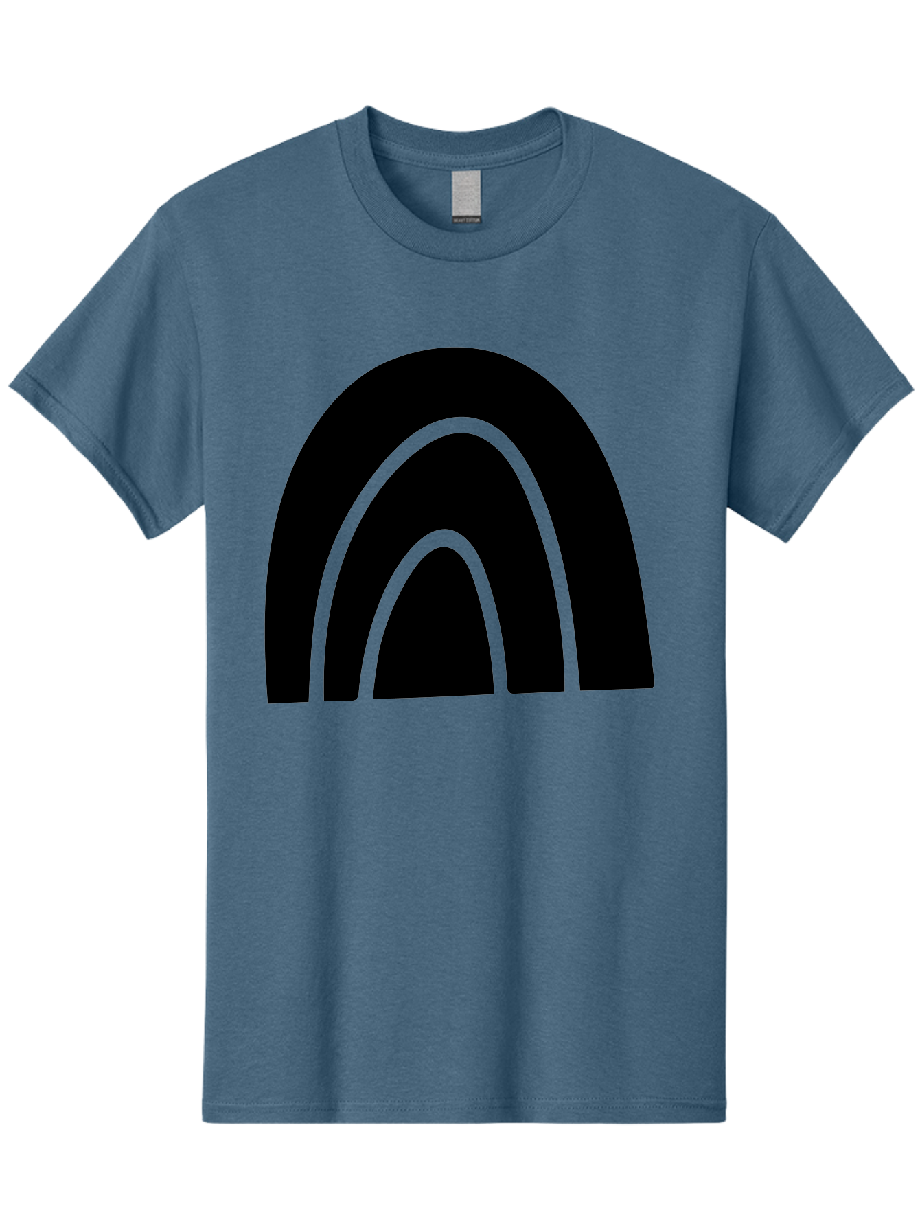 Black-Arches Men'S Graphic Tee, 100% Cotton, Comfortable Casual Summer Wear, Machine Washable, Black Arches, Neon Green Outlines, Modern Minimalist Design, Simple Shapes, Abstract Art, Geometric Pattern - Aaa363