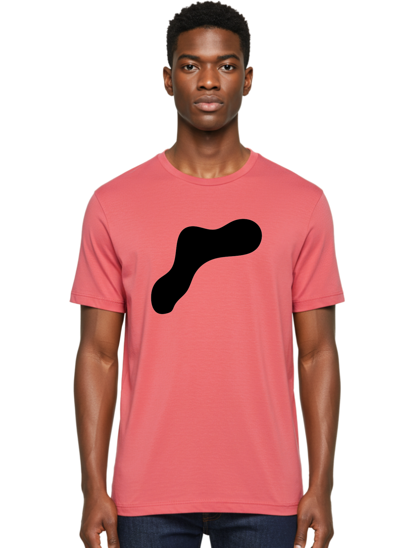 Black-Blob-1 Men'S Graphic Tee, 100% Cotton, Comfortable Casual Summer Wear, Machine Washable, Black Blob, Abstract Shape, Modern Design, Minimalist Art, Fluid Form, Contemporary Graphic - Aaa364