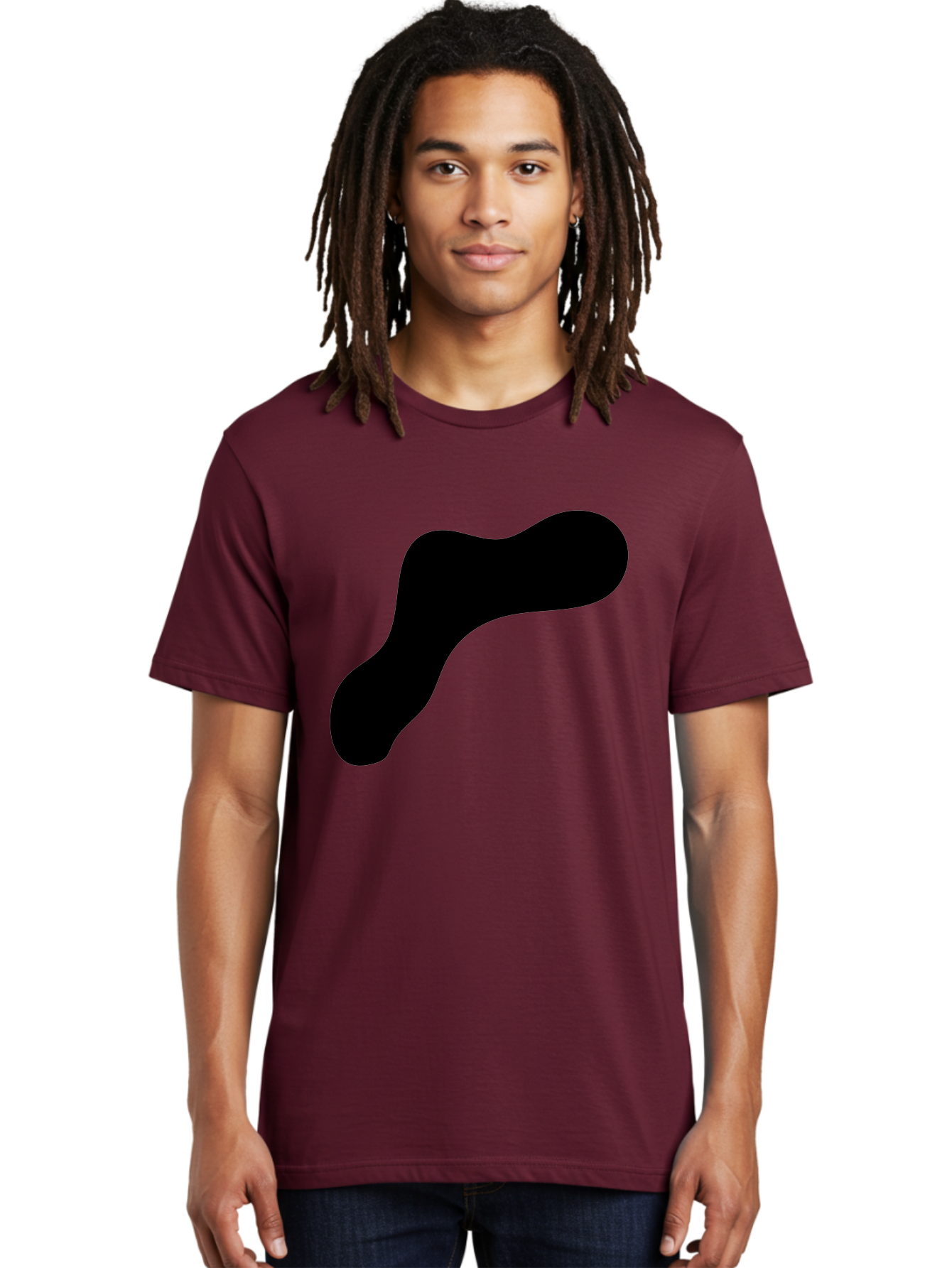 Black-Blob-1 Men'S Graphic Tee, 100% Cotton, Comfortable Casual Summer Wear, Machine Washable, Black Blob, Abstract Shape, Modern Design, Minimalist Art, Fluid Form, Contemporary Graphic - Aaa364