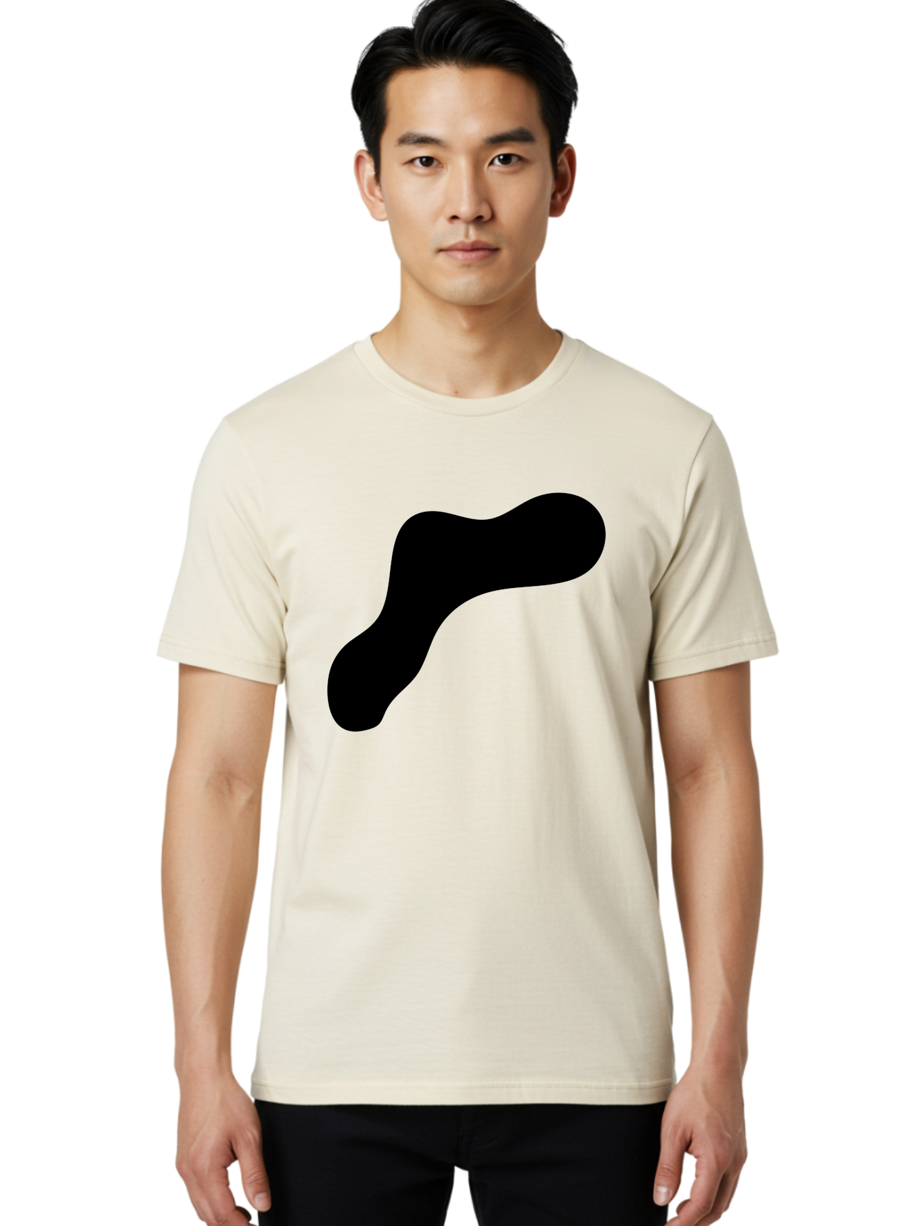 Black-Blob-1 Men'S Graphic Tee, 100% Cotton, Comfortable Casual Summer Wear, Machine Washable, Black Blob, Abstract Shape, Modern Design, Minimalist Art, Fluid Form, Contemporary Graphic - Aaa364