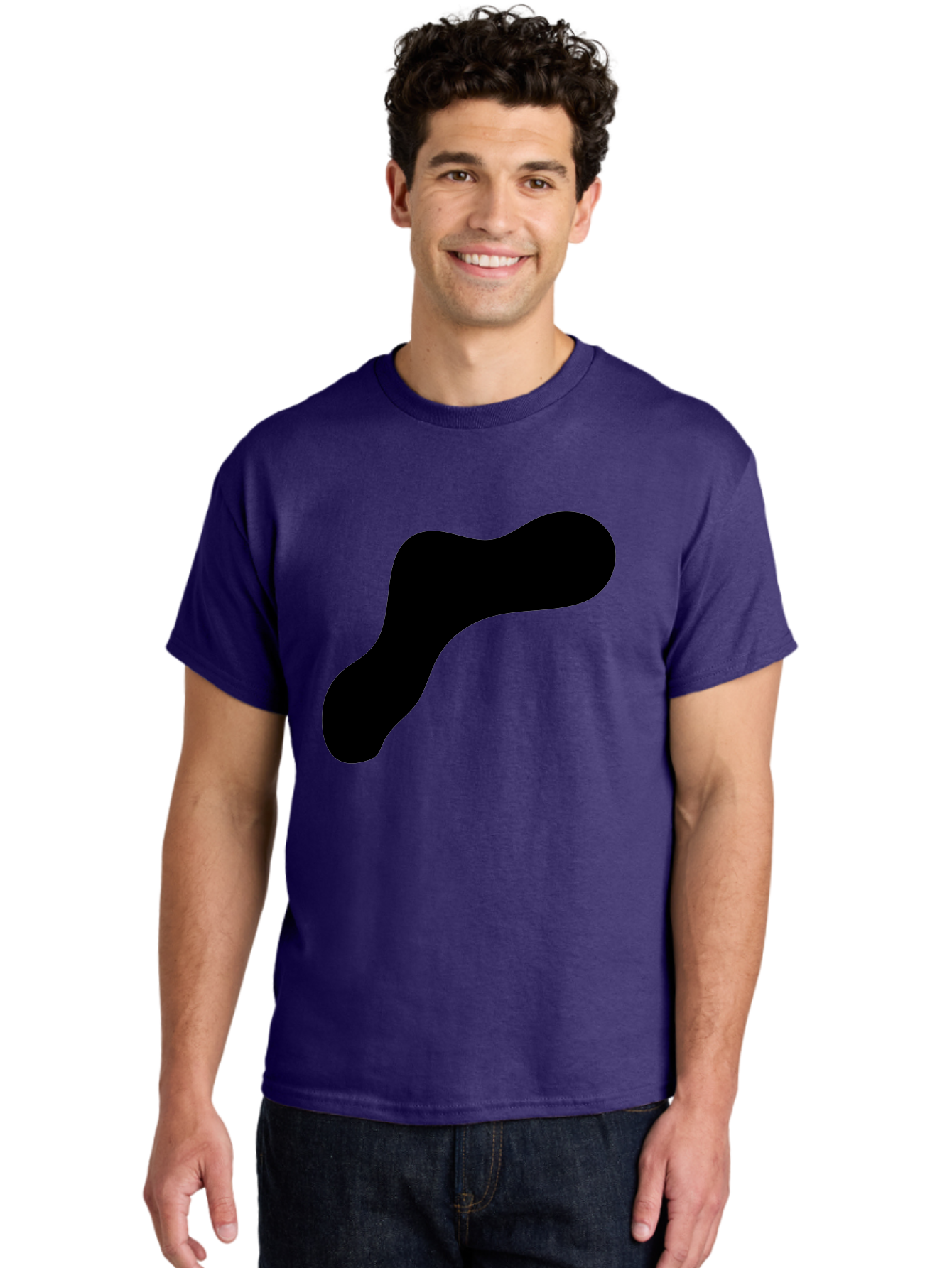 Black-Blob-1 Men'S Graphic Tee, 100% Cotton, Comfortable Casual Summer Wear, Machine Washable, Black Blob, Abstract Shape, Modern Design, Minimalist Art, Fluid Form, Contemporary Graphic - Aaa364