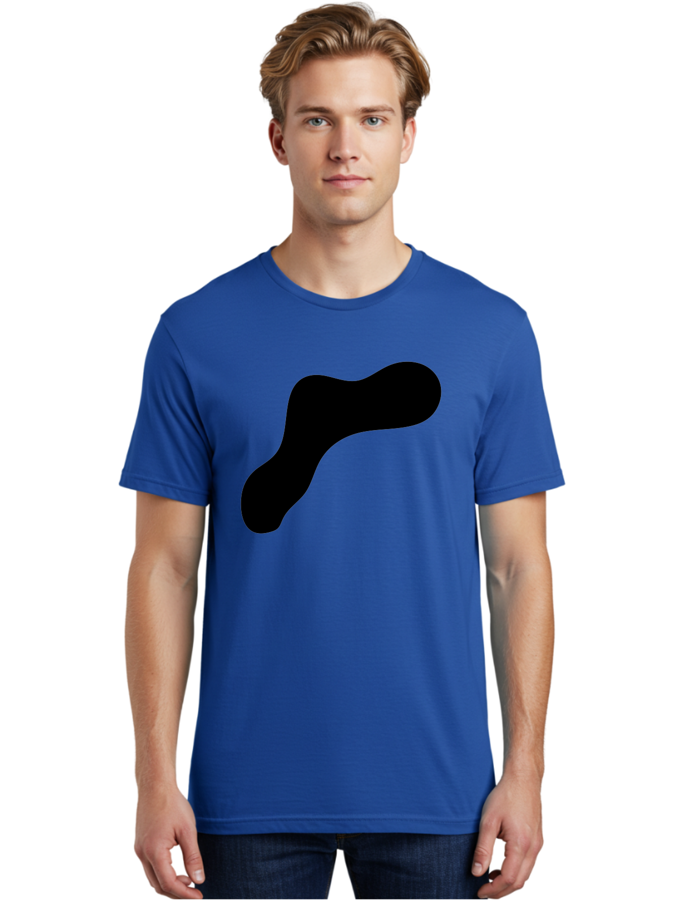 Black-Blob-1 Men'S Graphic Tee, 100% Cotton, Comfortable Casual Summer Wear, Machine Washable, Black Blob, Abstract Shape, Modern Design, Minimalist Art, Fluid Form, Contemporary Graphic - Aaa364