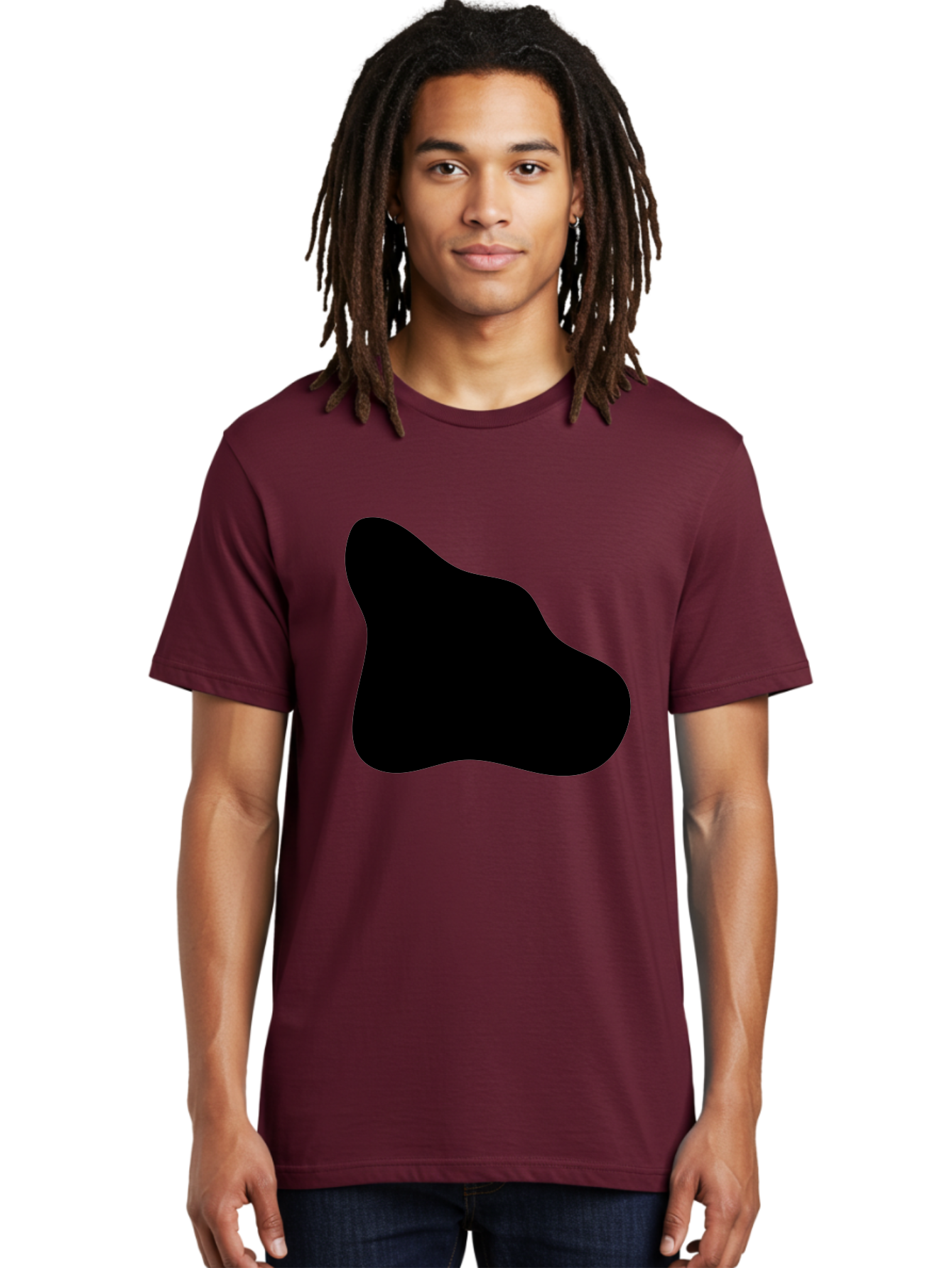 Black-Blob-2 Men'S Graphic Tee, 100% Cotton, Comfortable Casual Summer Wear, Machine Washable, Abstract Shape, Black Silhouette, Irregular Form, Modern Design, Graphic Element, Minimalist Art, Contemporary Style - Aaa365