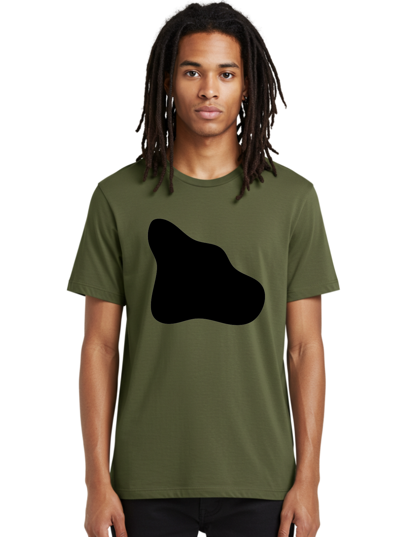 Black-Blob-2 Men'S Graphic Tee, 100% Cotton, Comfortable Casual Summer Wear, Machine Washable, Abstract Shape, Black Silhouette, Irregular Form, Modern Design, Graphic Element, Minimalist Art, Contemporary Style - Aaa365