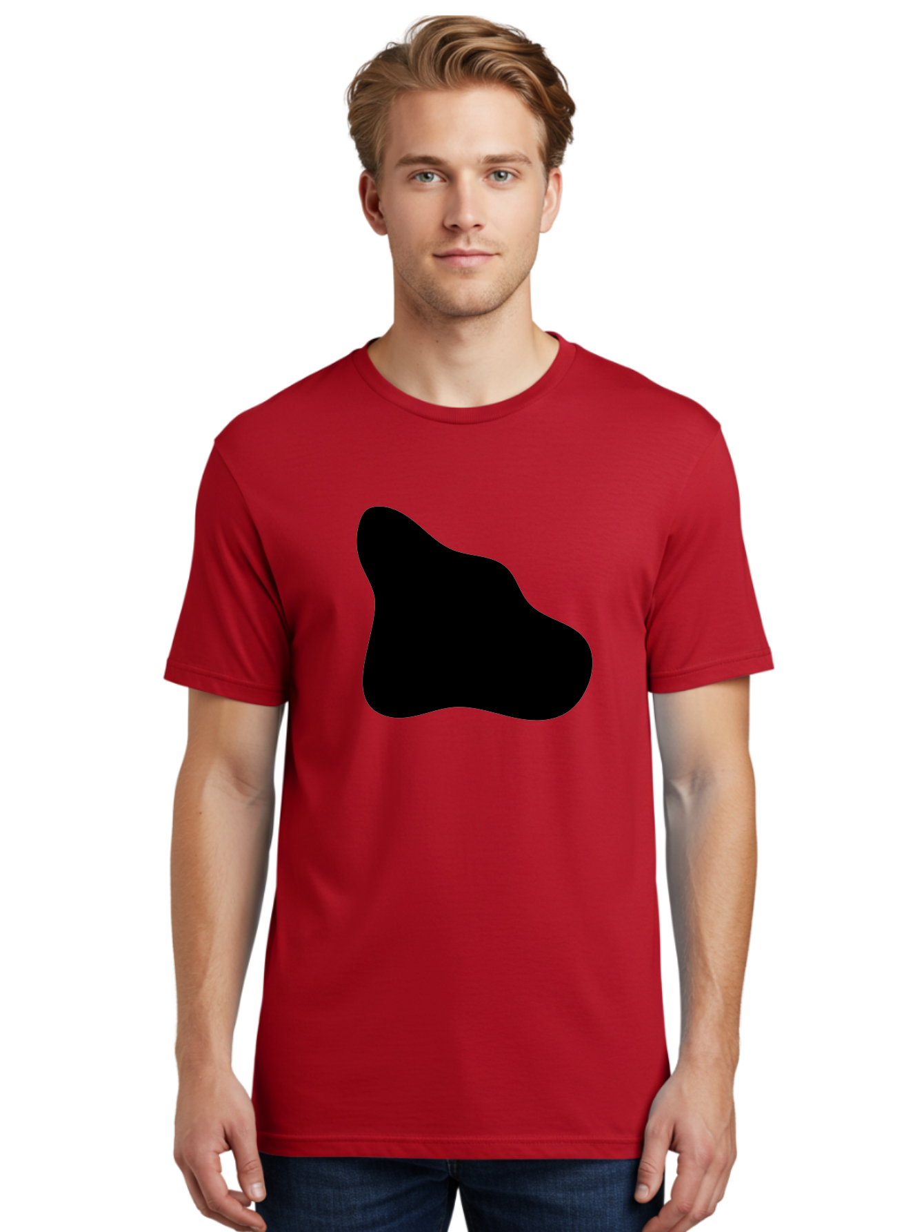 Black-Blob-2 Men'S Graphic Tee, 100% Cotton, Comfortable Casual Summer Wear, Machine Washable, Abstract Shape, Black Silhouette, Irregular Form, Modern Design, Graphic Element, Minimalist Art, Contemporary Style - Aaa365