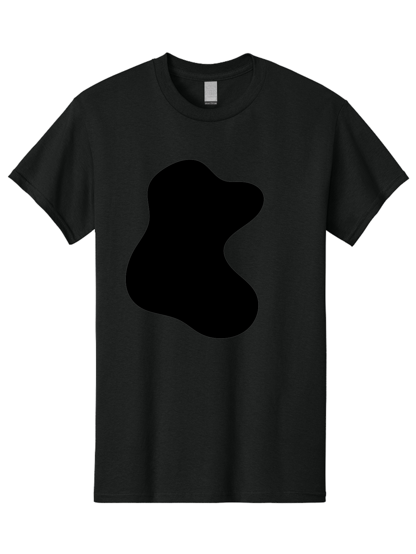 Black-Blob Men'S Graphic Tee, 100% Cotton, Comfortable Casual Summer Wear, Machine Washable, Black Blob Shape, Abstract Design, Irregular Form, Modern Art, Minimalist Style, Simple Shape, Unique Silhouette - Aaa366