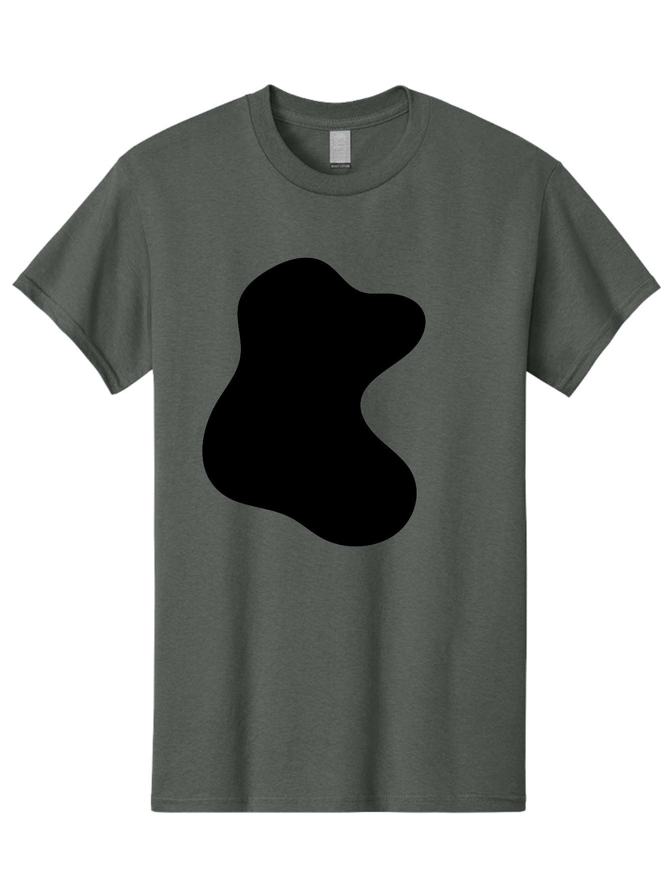 Black-Blob Men'S Graphic Tee, 100% Cotton, Comfortable Casual Summer Wear, Machine Washable, Black Blob Shape, Abstract Design, Irregular Form, Modern Art, Minimalist Style, Simple Shape, Unique Silhouette - Aaa366