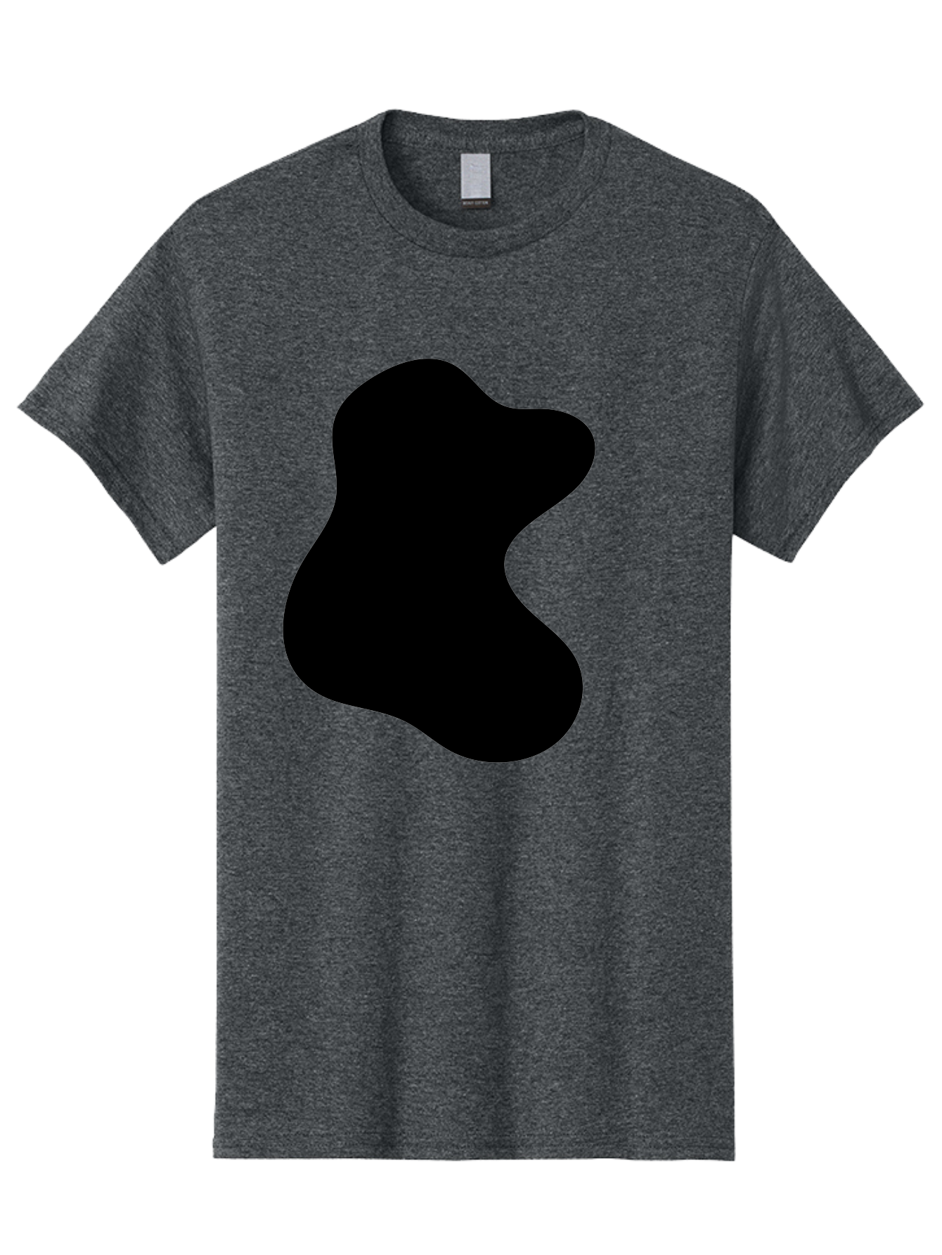 Black-Blob Men'S Graphic Tee, 100% Cotton, Comfortable Casual Summer Wear, Machine Washable, Black Blob Shape, Abstract Design, Irregular Form, Modern Art, Minimalist Style, Simple Shape, Unique Silhouette - Aaa366