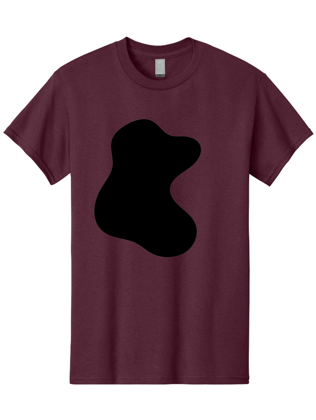 Black-Blob Men'S Graphic Tee, 100% Cotton, Comfortable Casual Summer Wear, Machine Washable, Black Blob Shape, Abstract Design, Irregular Form, Modern Art, Minimalist Style, Simple Shape, Unique Silhouette - Aaa366