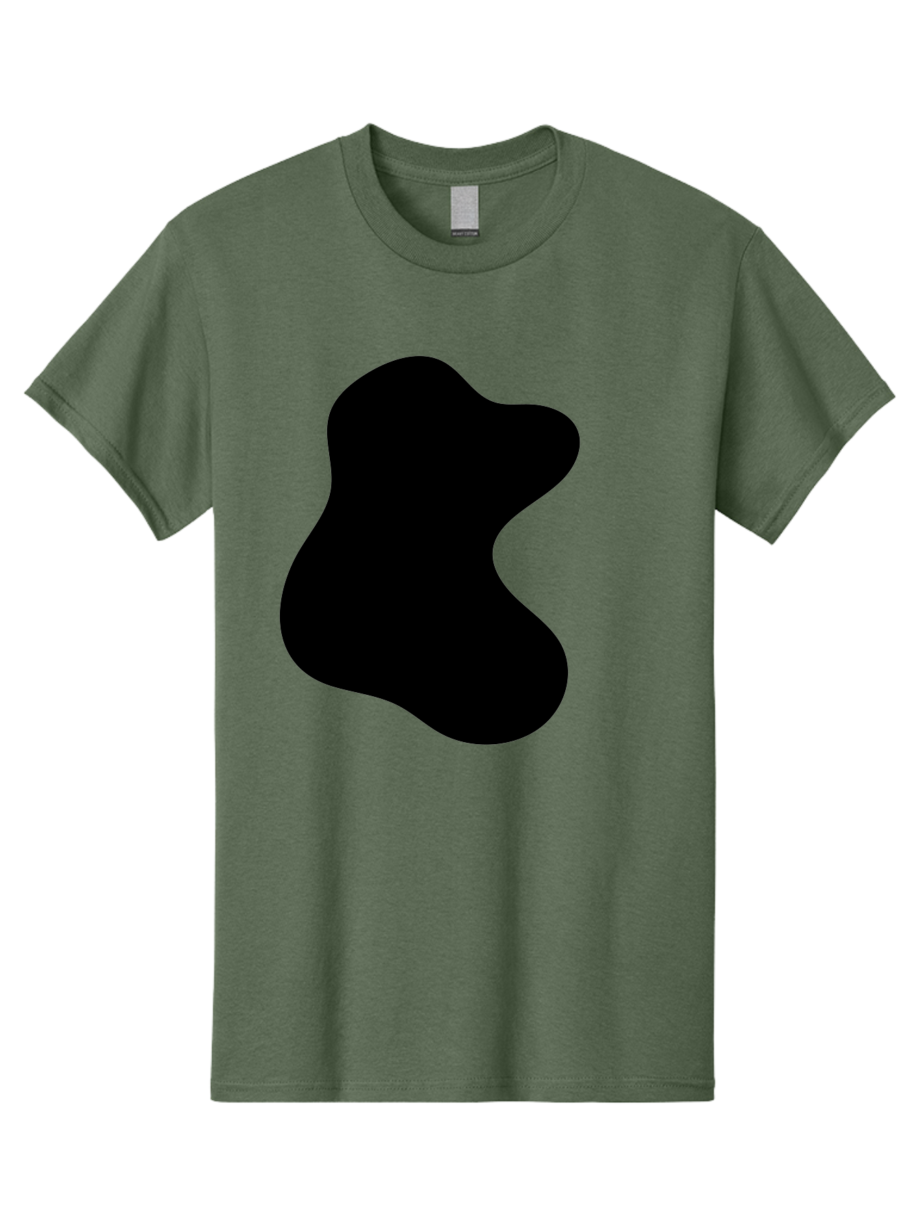 Black-Blob Men'S Graphic Tee, 100% Cotton, Comfortable Casual Summer Wear, Machine Washable, Black Blob Shape, Abstract Design, Irregular Form, Modern Art, Minimalist Style, Simple Shape, Unique Silhouette - Aaa366