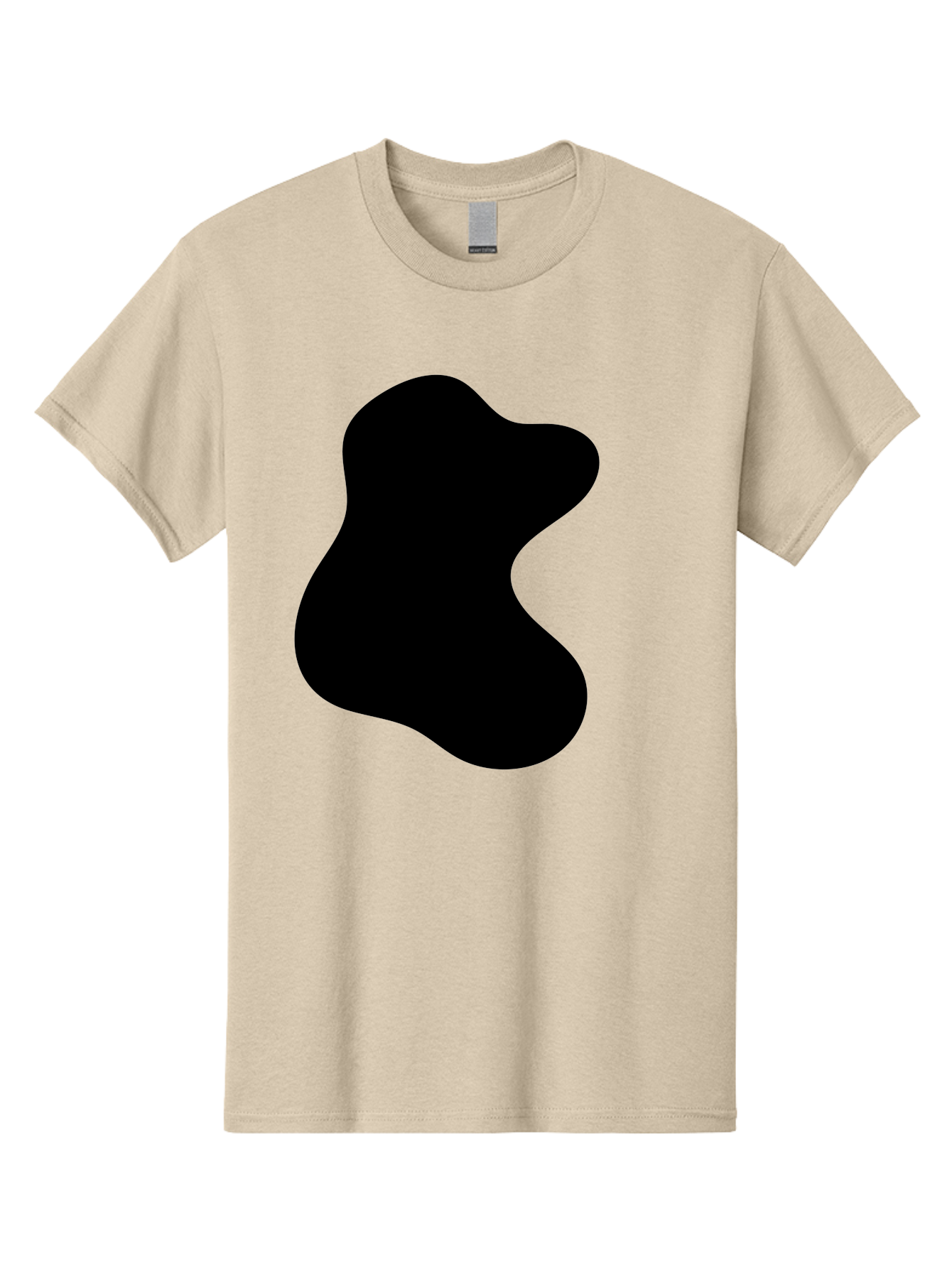 Black-Blob Men'S Graphic Tee, 100% Cotton, Comfortable Casual Summer Wear, Machine Washable, Black Blob Shape, Abstract Design, Irregular Form, Modern Art, Minimalist Style, Simple Shape, Unique Silhouette - Aaa366