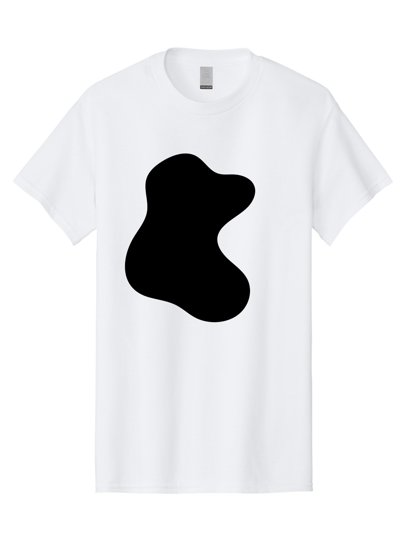 Black-Blob Men'S Graphic Tee, 100% Cotton, Comfortable Casual Summer Wear, Machine Washable, Black Blob Shape, Abstract Design, Irregular Form, Modern Art, Minimalist Style, Simple Shape, Unique Silhouette - Aaa366