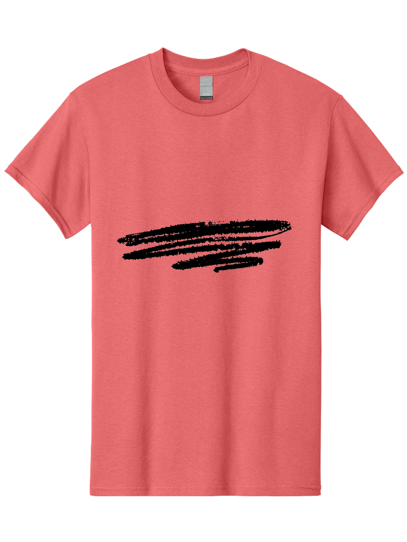 Black-Brush-Stroke Men'S Graphic Tee, 100% Cotton, Comfortable Casual Summer Wear, Machine Washable, Black Scribble, Abstract Art, Rough Texture, Expressive Lines, Modern Design, Artistic Brush Stroke, Creative Element - Aaa367