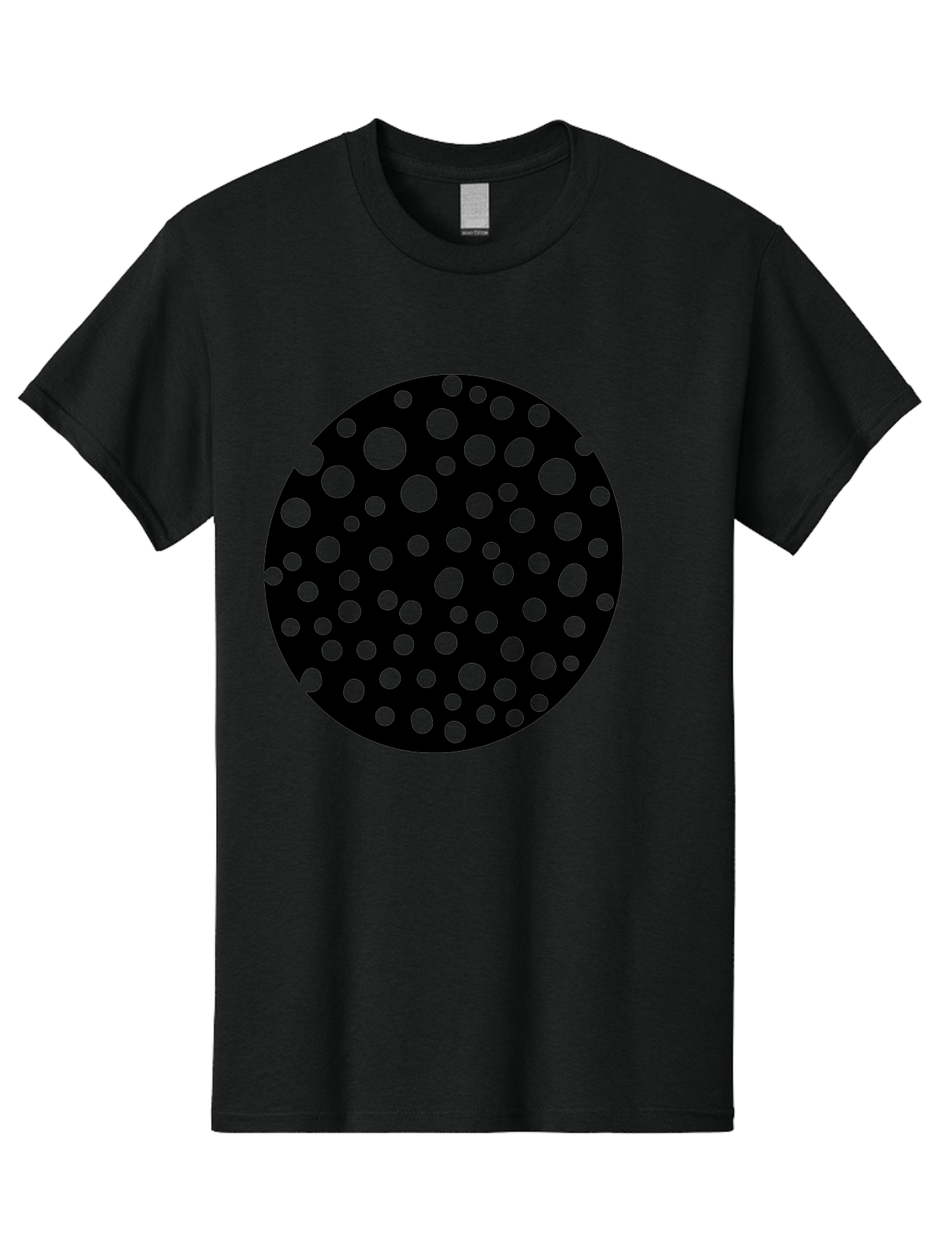 Black-Circle-With-Green-Dots Men'S Graphic Tee, 100% Cotton, Comfortable Casual Summer Wear, Machine Washable, Black Circle, Green Dots, Graphic Design, Abstract Art, Modern Pattern, Geometric Shapes, Simple Design, Bold Colors, - Aaa368