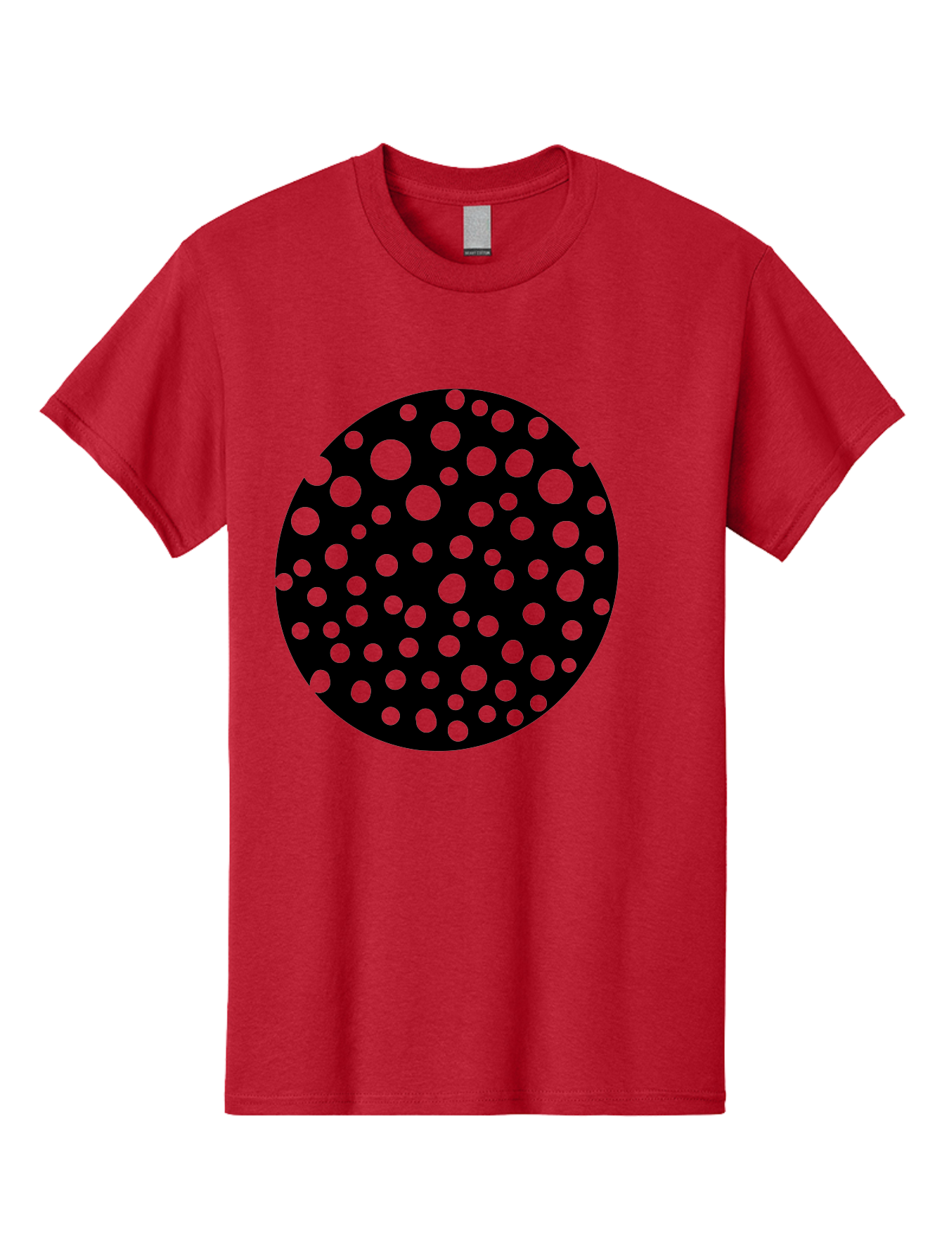 Black-Circle-With-Green-Dots Men'S Graphic Tee, 100% Cotton, Comfortable Casual Summer Wear, Machine Washable, Black Circle, Green Dots, Graphic Design, Abstract Art, Modern Pattern, Geometric Shapes, Simple Design, Bold Colors, - Aaa368