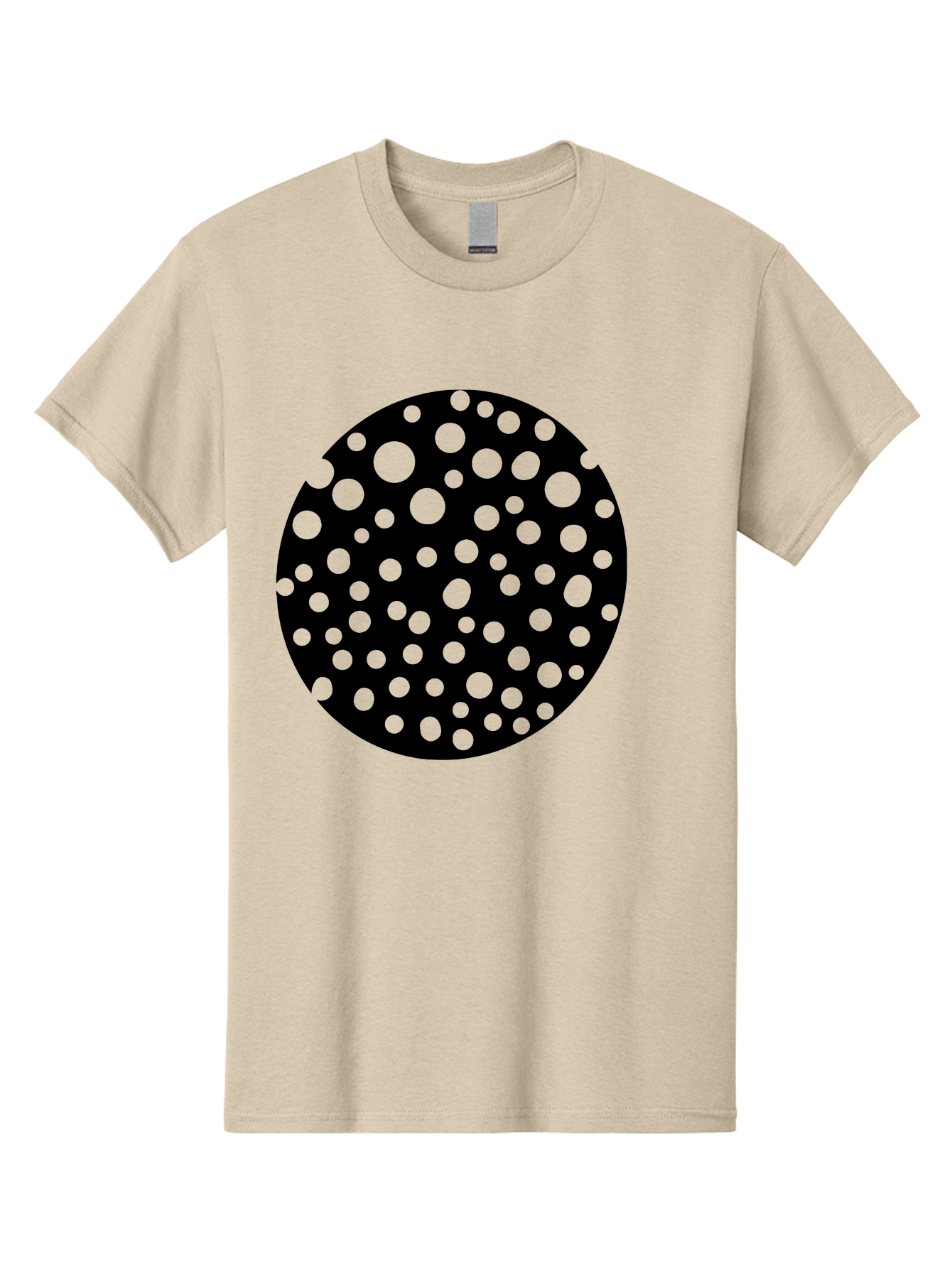 Black-Circle-With-Green-Dots Men'S Graphic Tee, 100% Cotton, Comfortable Casual Summer Wear, Machine Washable, Black Circle, Green Dots, Graphic Design, Abstract Art, Modern Pattern, Geometric Shapes, Simple Design, Bold Colors, - Aaa368