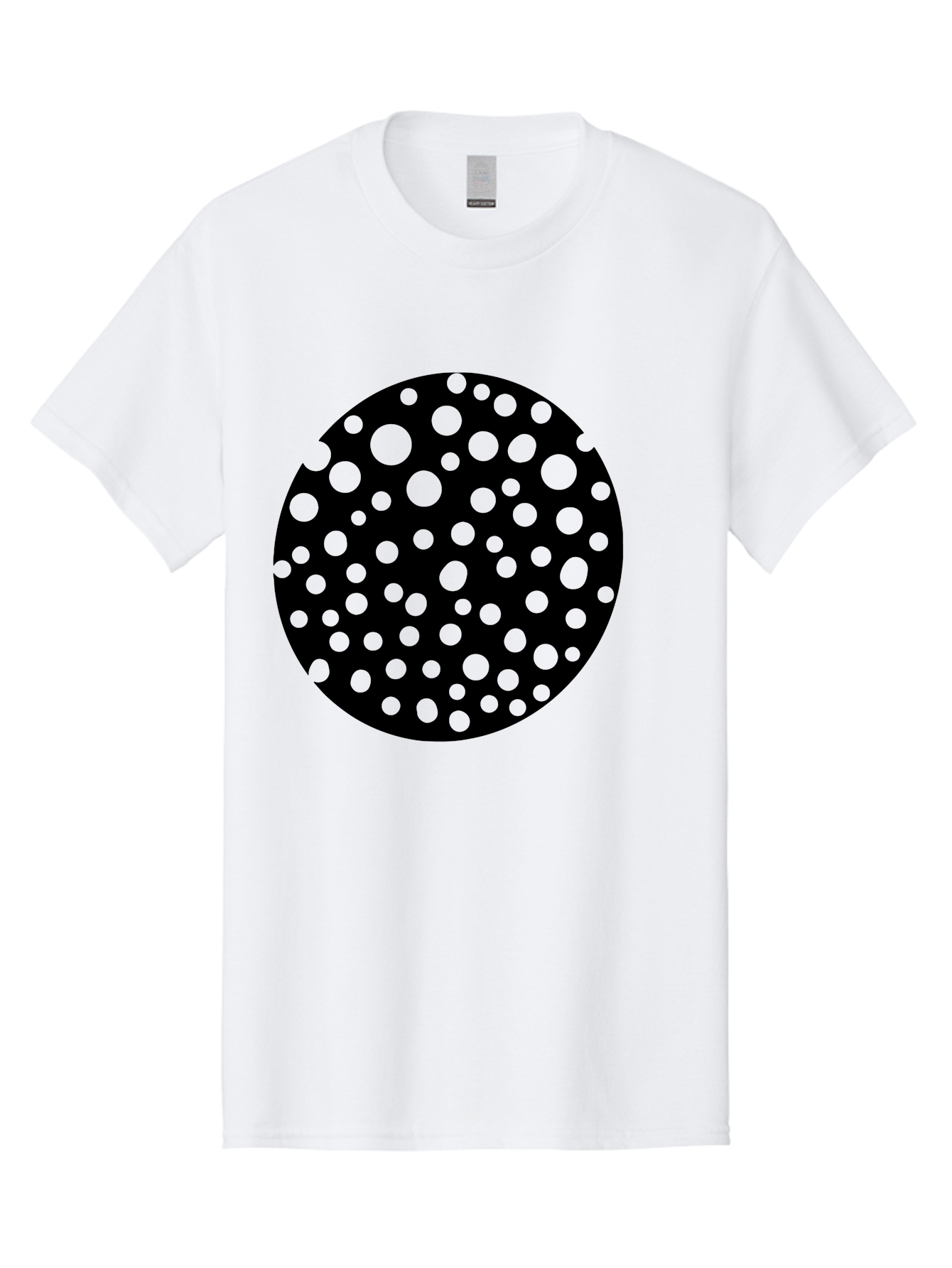 Black-Circle-With-Green-Dots Men'S Graphic Tee, 100% Cotton, Comfortable Casual Summer Wear, Machine Washable, Black Circle, Green Dots, Graphic Design, Abstract Art, Modern Pattern, Geometric Shapes, Simple Design, Bold Colors, - Aaa368