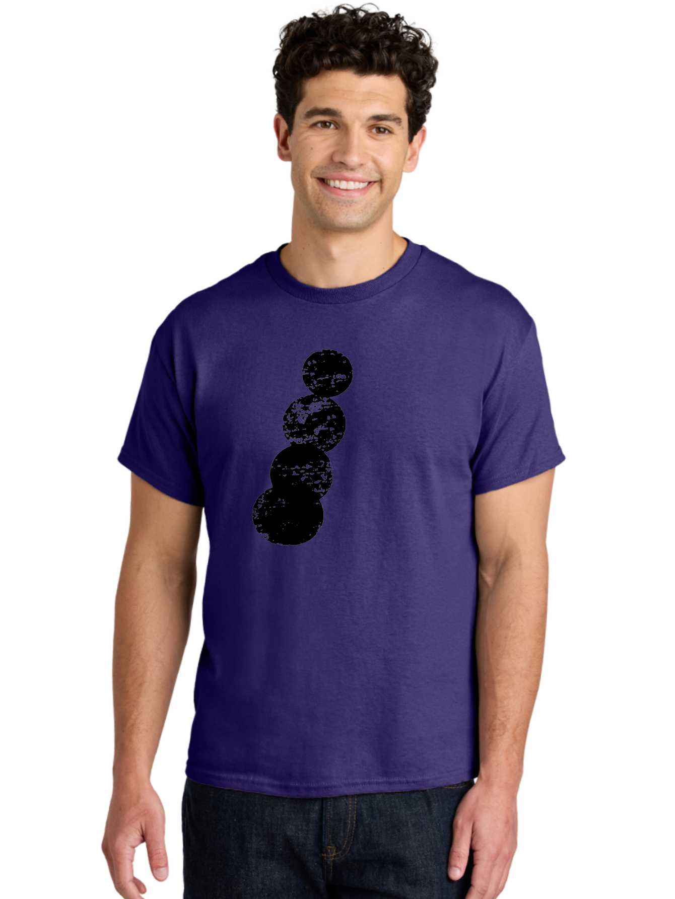 Black-Circles Men'S Graphic Tee, 100% Cotton, Comfortable Casual Summer Wear, Machine Washable, Black Spheres, Distressed Texture, Diagonal Alignment, Abstract Design, Modern Art, Creative Pattern, Minimalist Style, Grunge Effect, - Aaa370