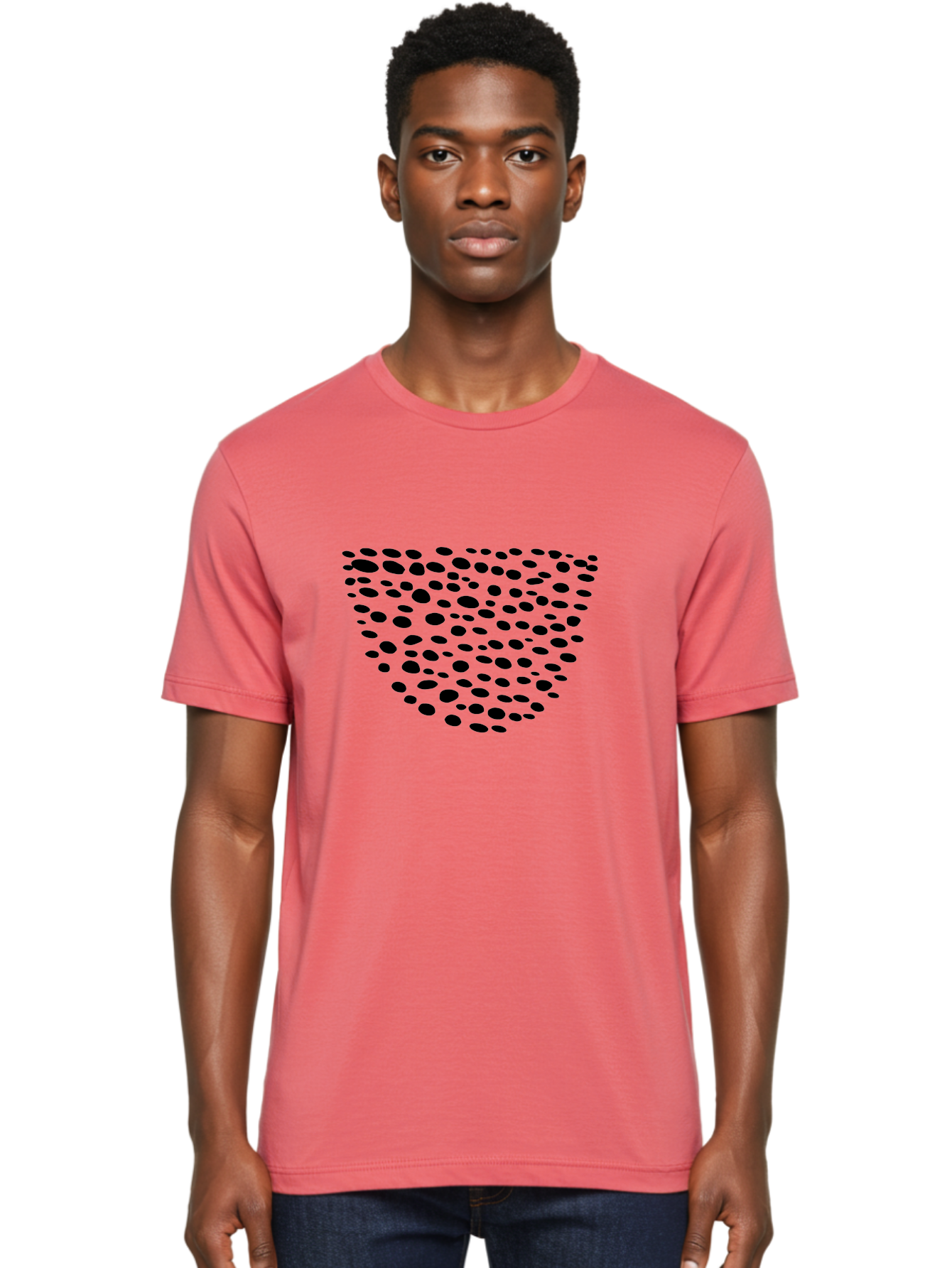 Black-Dots-Heart Men'S Graphic Tee, 100% Cotton, Comfortable Casual Summer Wear, Machine Washable, Black Dots Forming Heart Shape, Minimalist Design, Abstract Heart, Modern Art, Simple Graphics, Dot Pattern, Heart Illustration, Cute Design - Aaa371