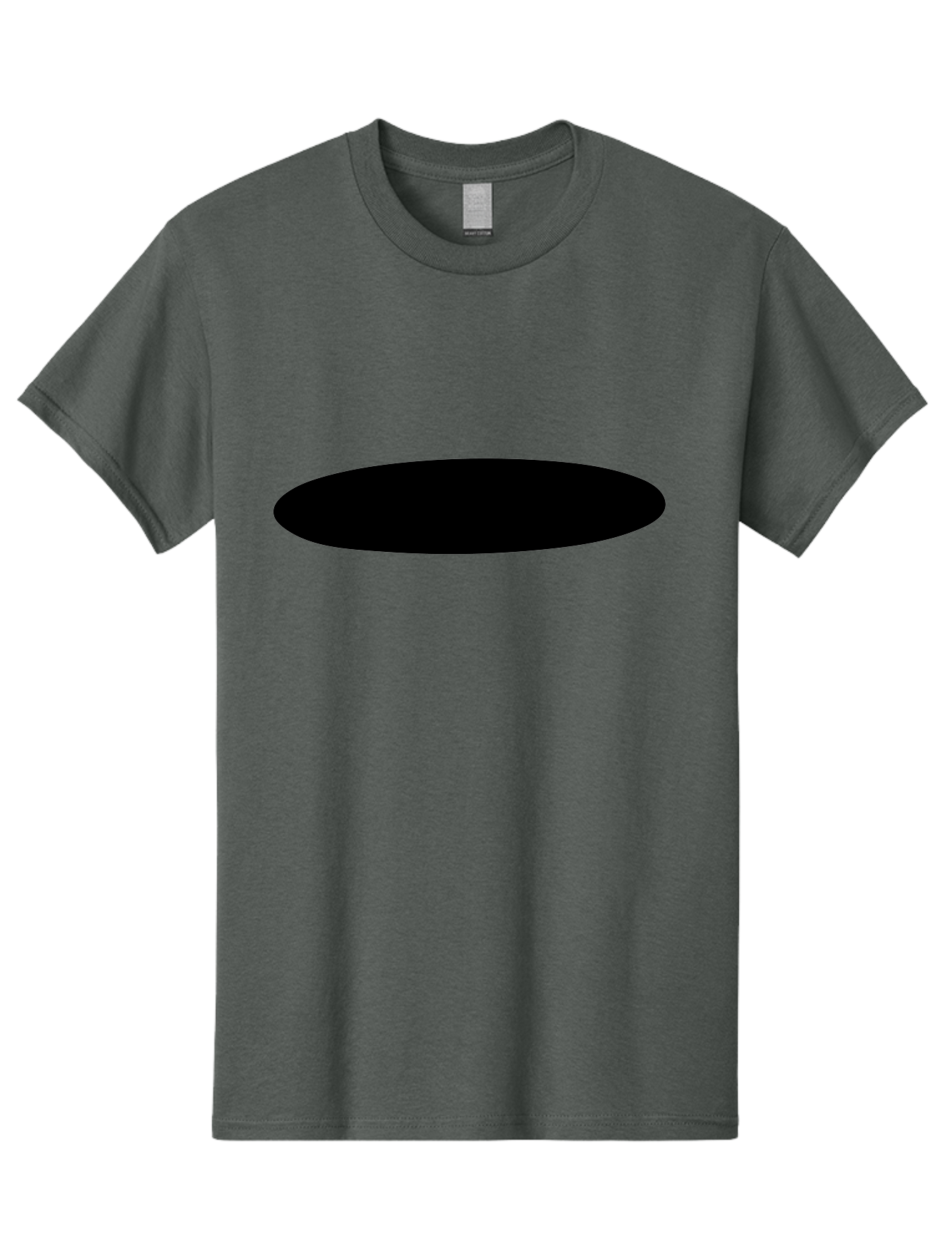 Black-Ellipse Men'S Graphic Tee, 100% Cotton, Comfortable Casual Summer Wear, Machine Washable, Black Ellipse, Minimalist Design, Simple Shape, Abstract Art, Geometric Figure, Modern Graphic - Aaa373