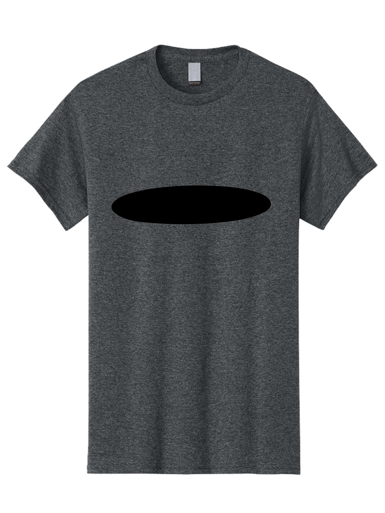 Black-Ellipse Men'S Graphic Tee, 100% Cotton, Comfortable Casual Summer Wear, Machine Washable, Black Ellipse, Minimalist Design, Simple Shape, Abstract Art, Geometric Figure, Modern Graphic - Aaa373