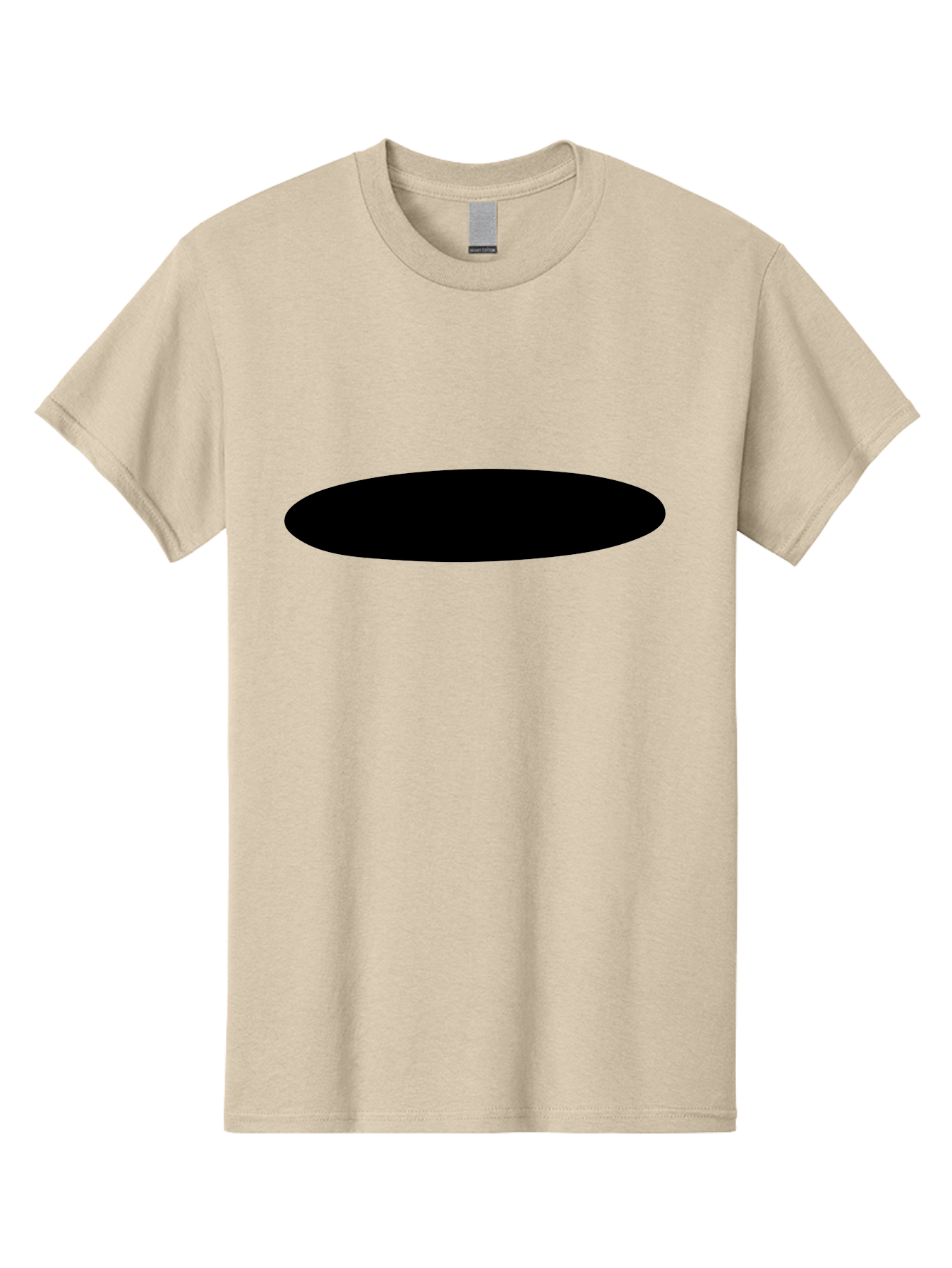Black-Ellipse Men'S Graphic Tee, 100% Cotton, Comfortable Casual Summer Wear, Machine Washable, Black Ellipse, Minimalist Design, Simple Shape, Abstract Art, Geometric Figure, Modern Graphic - Aaa373