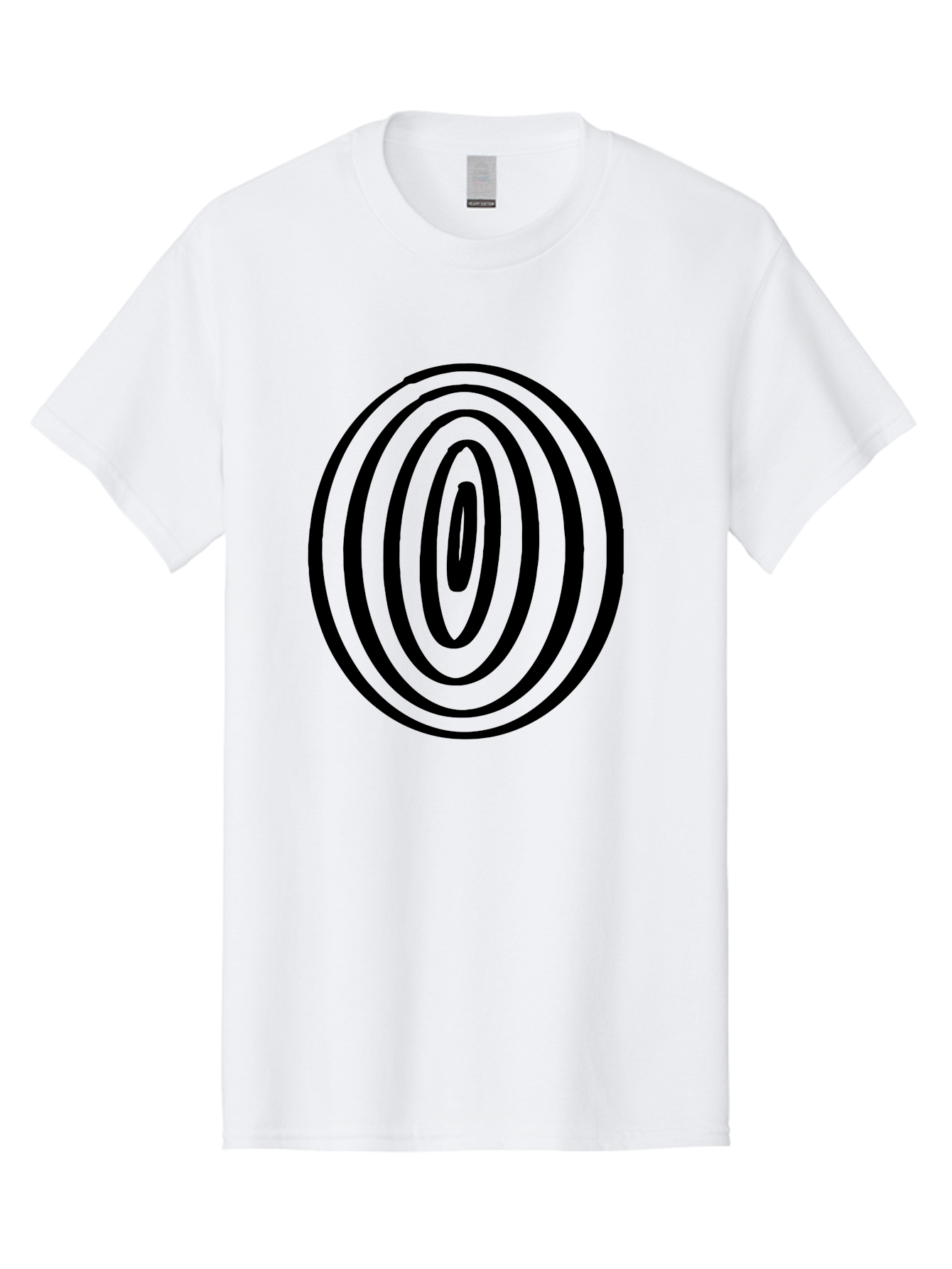 Black-Elliptical-Rings Men'S Graphic Tee, 100% Cotton, Comfortable Casual Summer Wear, Machine Washable, Concentric Circles, Abstract Art, Modern Design, Minimalist Pattern, Black Lines, Geometric Shape, Optical Illusion, Hypnotic Effect - Aaa374
