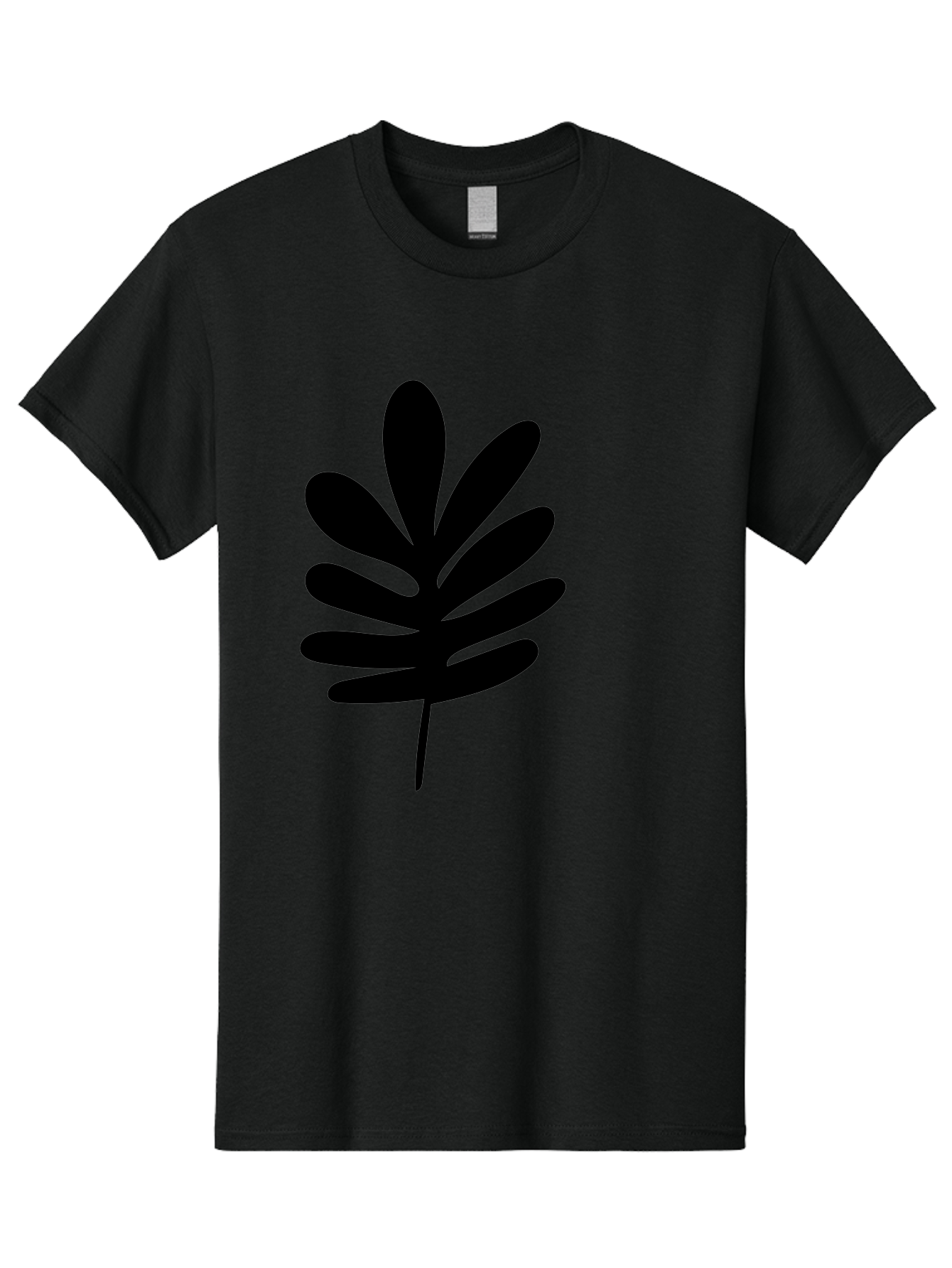 Black-Leaf-1 Men'S Graphic Tee, 100% Cotton, Comfortable Casual Summer Wear, Machine Washable, Schefflera Leaf, Black Silhouette, Minimalist Design, Simple Leaf, Foliage Icon, Botanical Graphic, Modern Art, Leaf Illustration - Aaa377