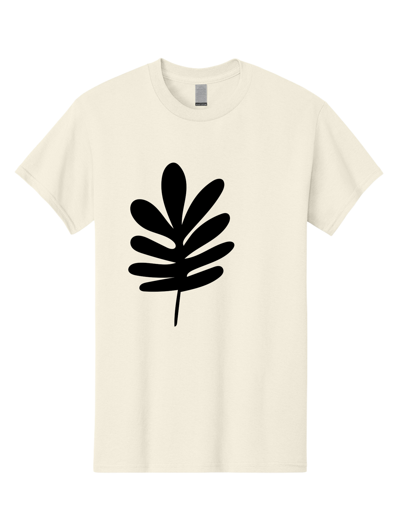 Black-Leaf-1 Men'S Graphic Tee, 100% Cotton, Comfortable Casual Summer Wear, Machine Washable, Schefflera Leaf, Black Silhouette, Minimalist Design, Simple Leaf, Foliage Icon, Botanical Graphic, Modern Art, Leaf Illustration - Aaa377