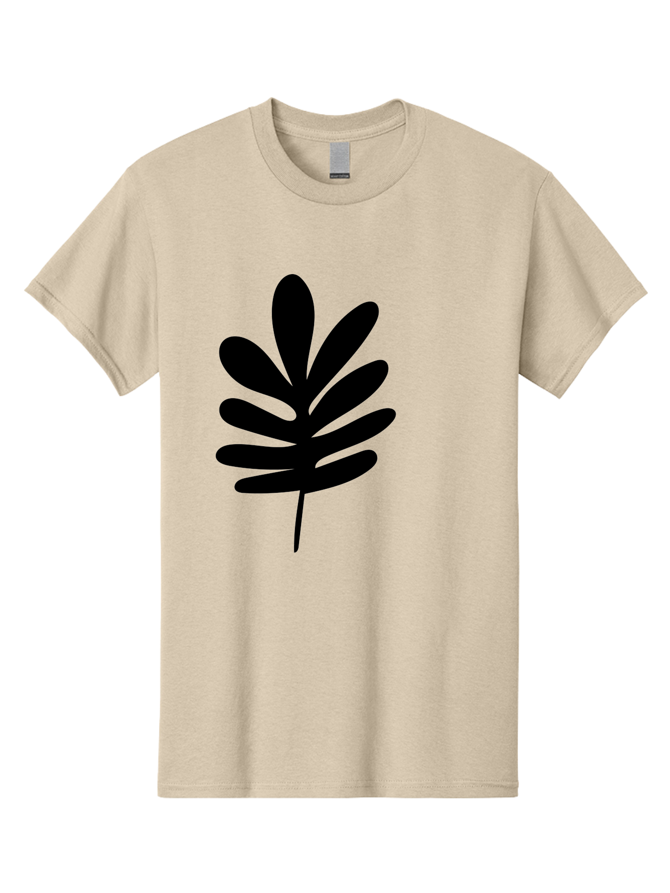 Black-Leaf-1 Men'S Graphic Tee, 100% Cotton, Comfortable Casual Summer Wear, Machine Washable, Schefflera Leaf, Black Silhouette, Minimalist Design, Simple Leaf, Foliage Icon, Botanical Graphic, Modern Art, Leaf Illustration - Aaa377