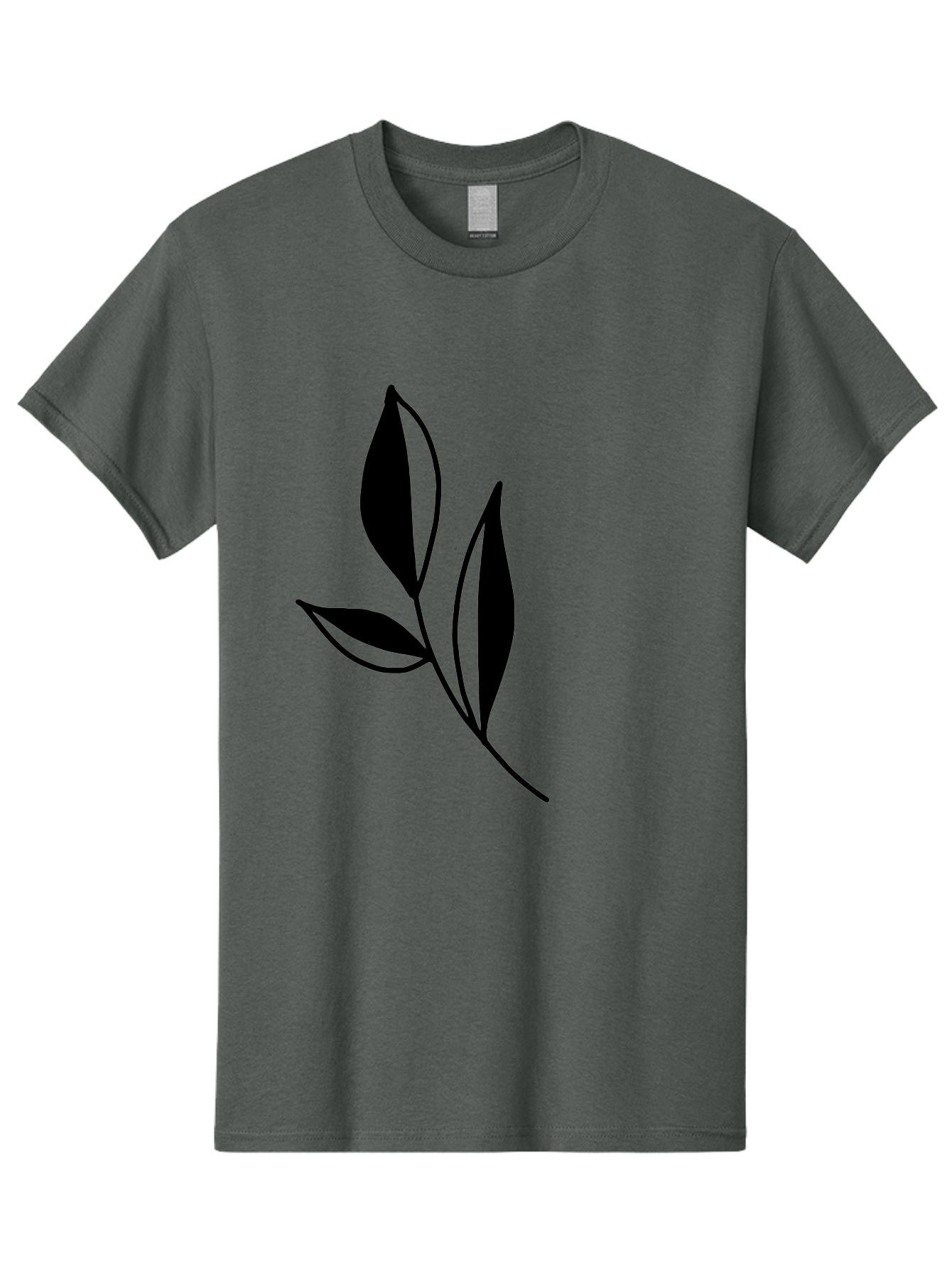 Black-Leaf Men'S Graphic Tee, 100% Cotton, Comfortable Casual Summer Wear, Machine Washable, Simple Leaf Design, Black Leaves, Minimalist Art, Nature Inspired, Botanical Illustration, Elegant Graphics, Leaf Silhouette - Aaa379
