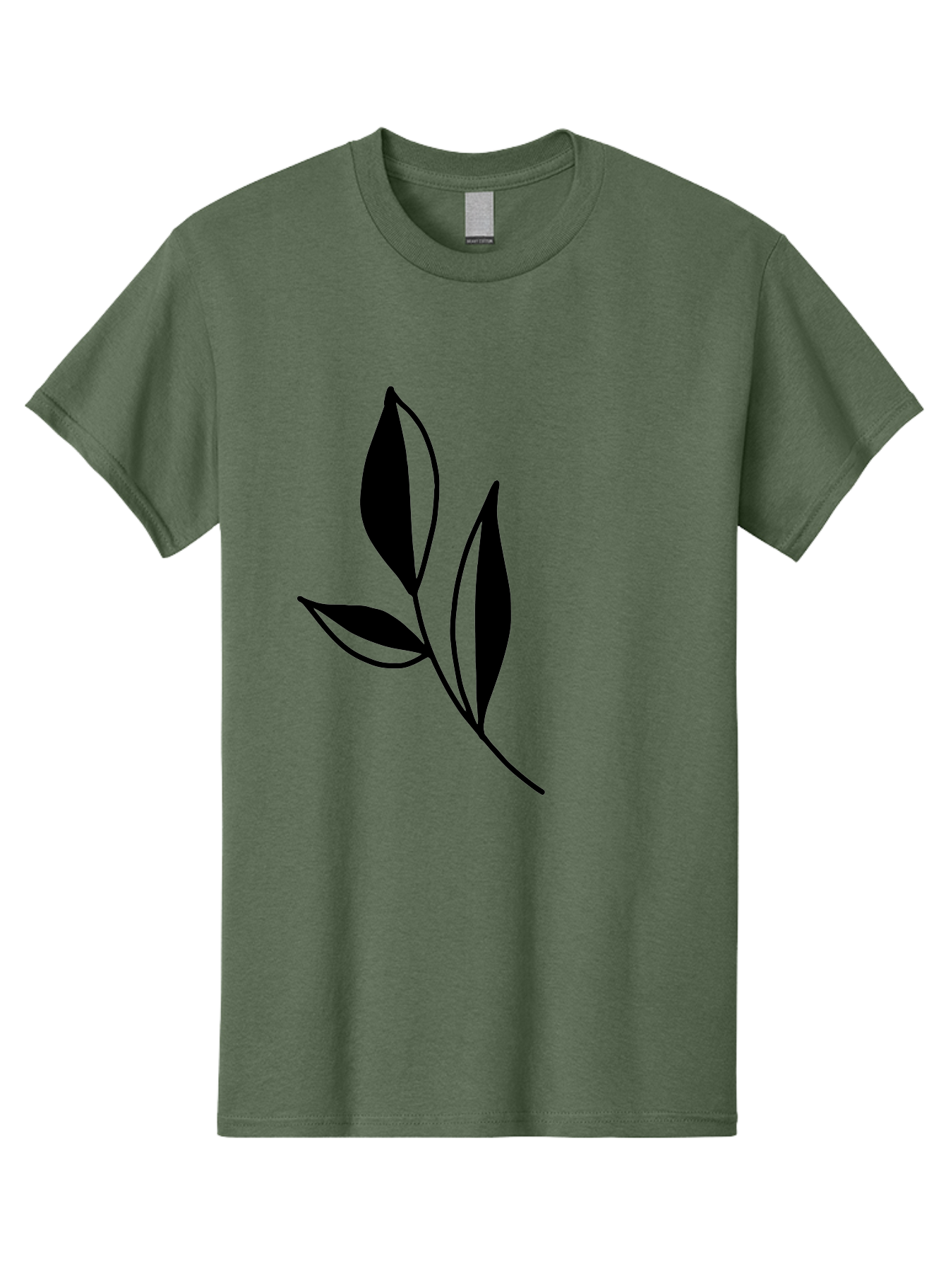 Black-Leaf Men'S Graphic Tee, 100% Cotton, Comfortable Casual Summer Wear, Machine Washable, Simple Leaf Design, Black Leaves, Minimalist Art, Nature Inspired, Botanical Illustration, Elegant Graphics, Leaf Silhouette - Aaa379