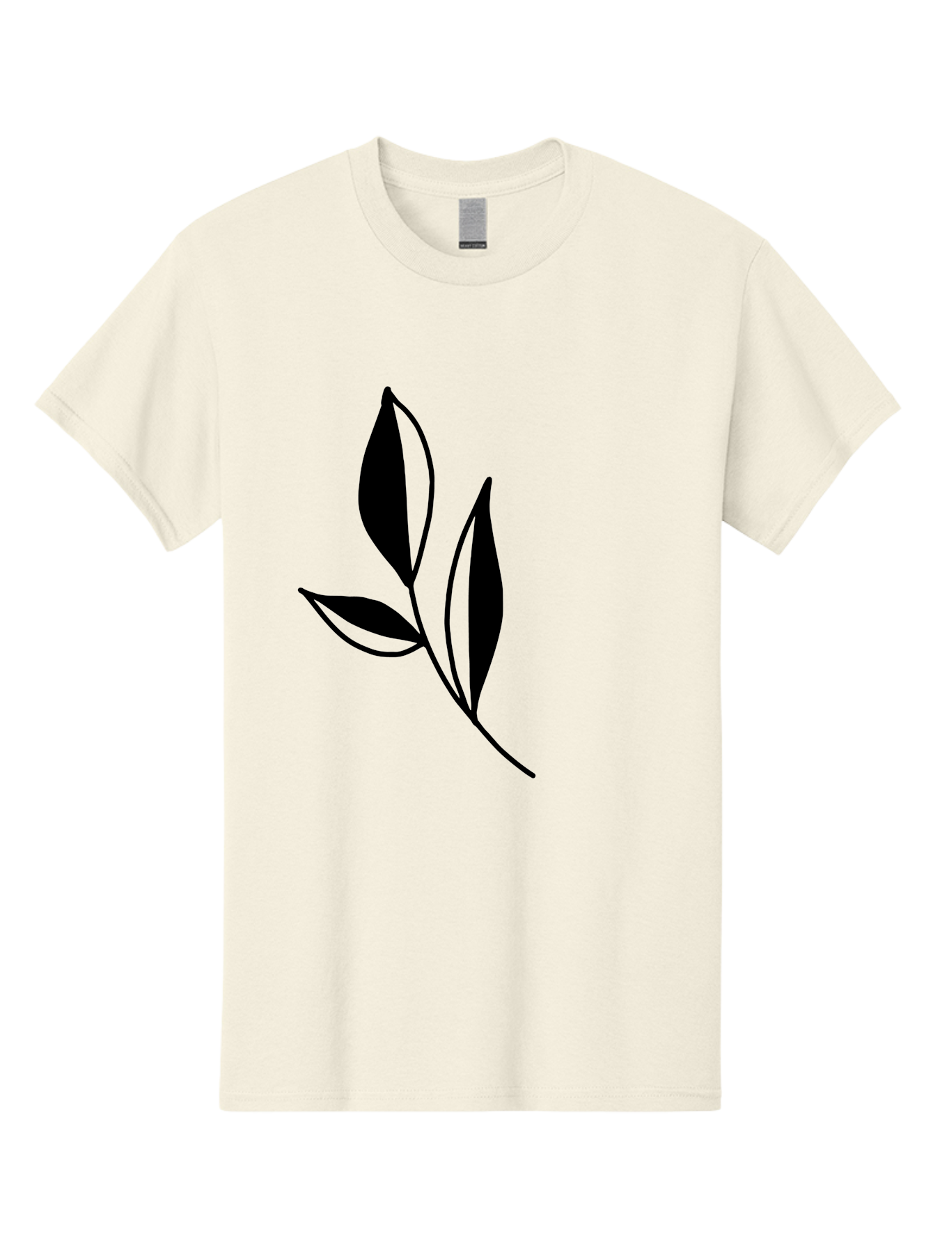 Black-Leaf Men'S Graphic Tee, 100% Cotton, Comfortable Casual Summer Wear, Machine Washable, Simple Leaf Design, Black Leaves, Minimalist Art, Nature Inspired, Botanical Illustration, Elegant Graphics, Leaf Silhouette - Aaa379