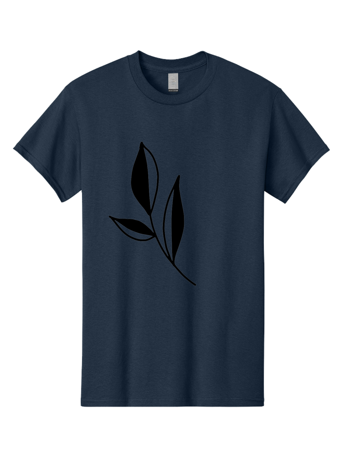 Black-Leaf Men'S Graphic Tee, 100% Cotton, Comfortable Casual Summer Wear, Machine Washable, Simple Leaf Design, Black Leaves, Minimalist Art, Nature Inspired, Botanical Illustration, Elegant Graphics, Leaf Silhouette - Aaa379