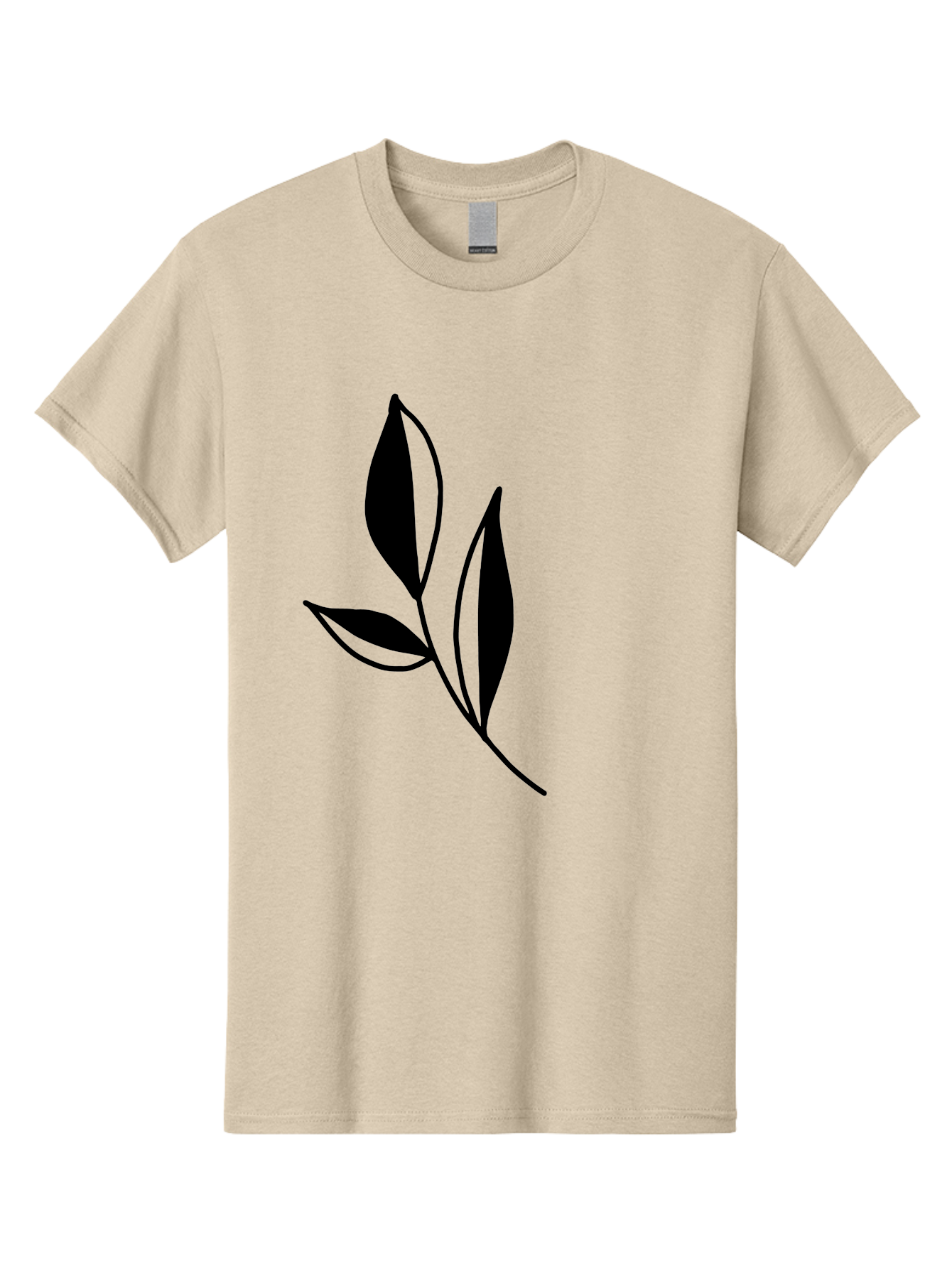 Black-Leaf Men'S Graphic Tee, 100% Cotton, Comfortable Casual Summer Wear, Machine Washable, Simple Leaf Design, Black Leaves, Minimalist Art, Nature Inspired, Botanical Illustration, Elegant Graphics, Leaf Silhouette - Aaa379