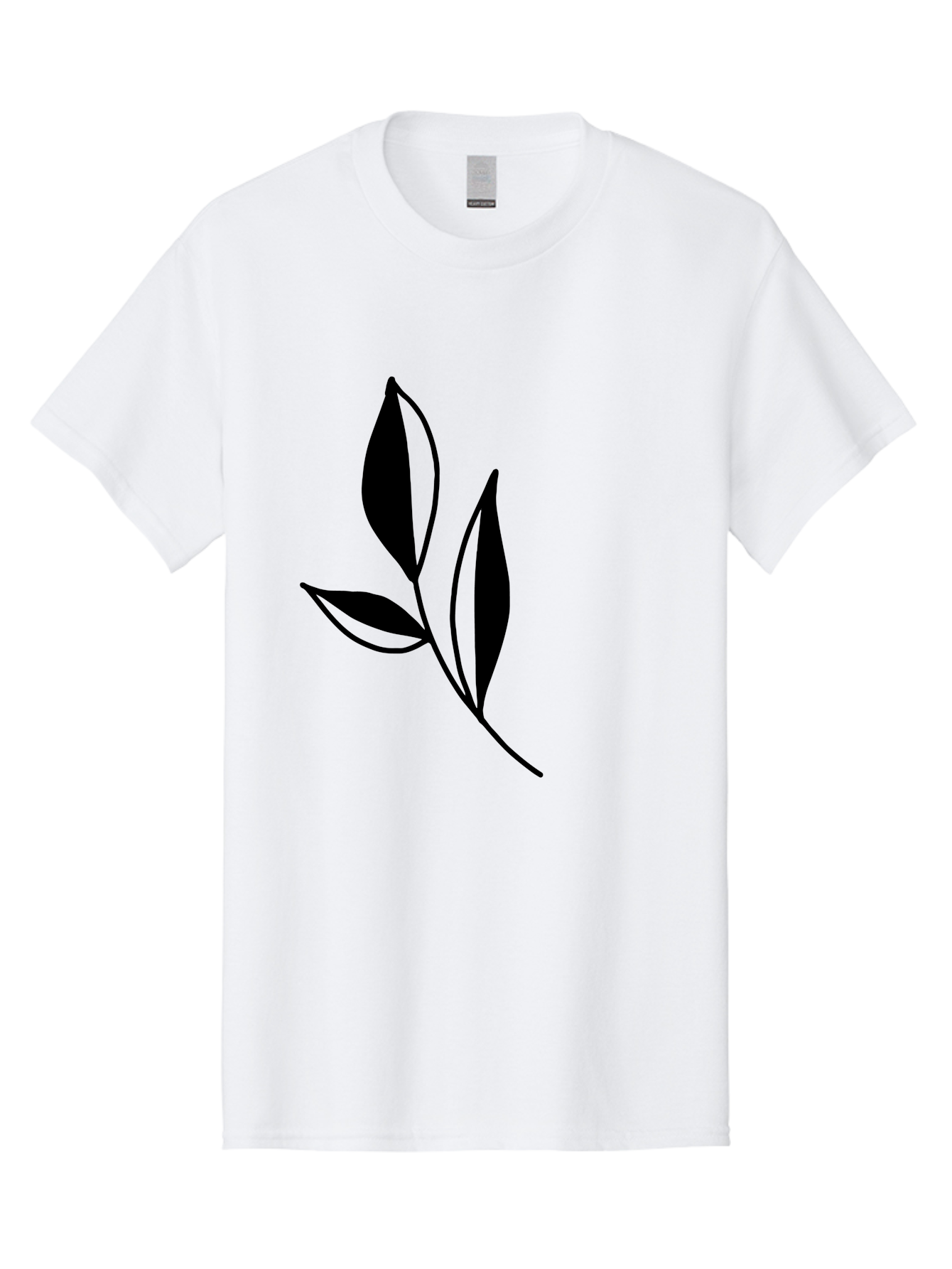 Black-Leaf Men'S Graphic Tee, 100% Cotton, Comfortable Casual Summer Wear, Machine Washable, Simple Leaf Design, Black Leaves, Minimalist Art, Nature Inspired, Botanical Illustration, Elegant Graphics, Leaf Silhouette - Aaa379