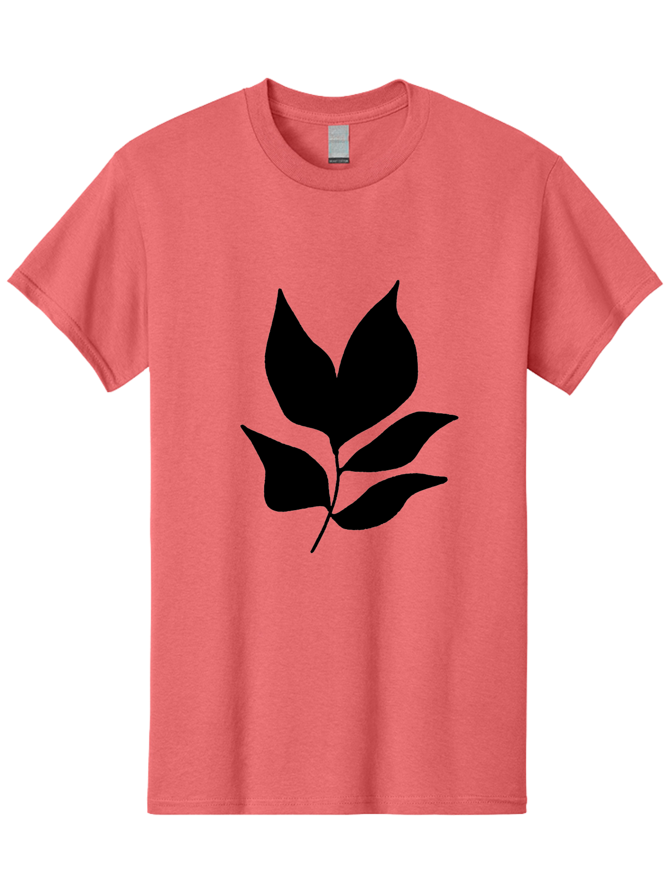 Black-Leaves-1 Men'S Graphic Tee, 100% Cotton, Comfortable Casual Summer Wear, Machine Washable, Five Leaves On Stem, Black Silhouette, Simple Design, Elegant Graphics, Minimalist Art, Leaf Icon, Nature-Inspired - Aaa380