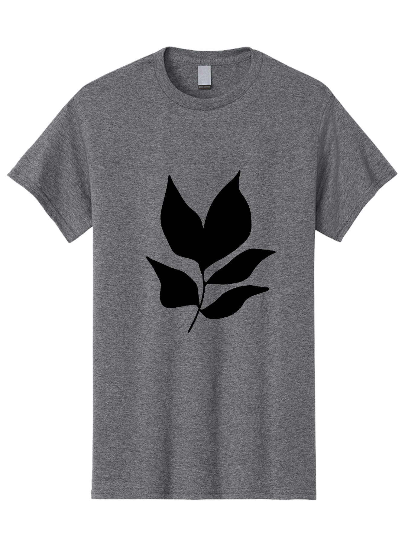 Black-Leaves-1 Men'S Graphic Tee, 100% Cotton, Comfortable Casual Summer Wear, Machine Washable, Five Leaves On Stem, Black Silhouette, Simple Design, Elegant Graphics, Minimalist Art, Leaf Icon, Nature-Inspired - Aaa380
