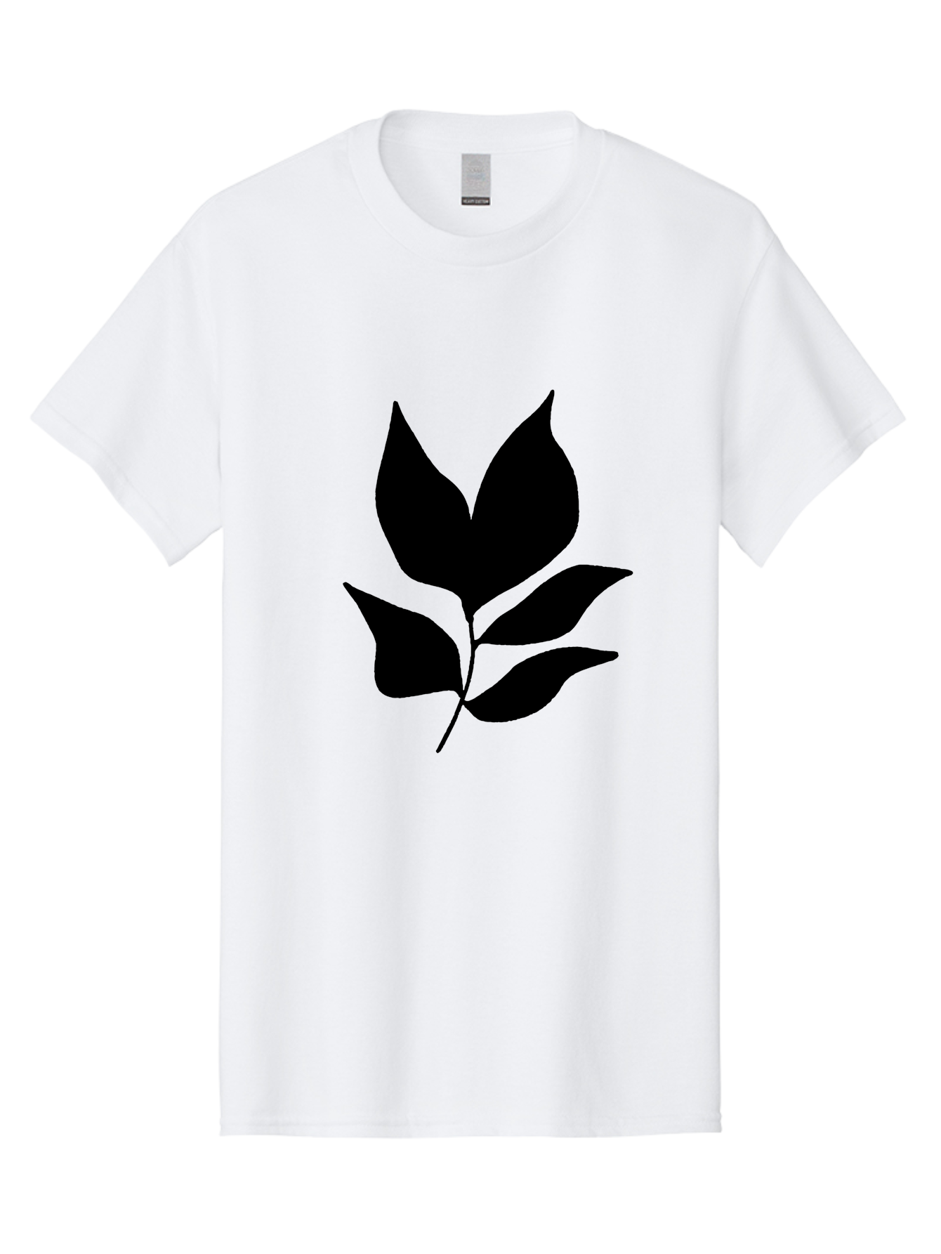 Black-Leaves-1 Men'S Graphic Tee, 100% Cotton, Comfortable Casual Summer Wear, Machine Washable, Five Leaves On Stem, Black Silhouette, Simple Design, Elegant Graphics, Minimalist Art, Leaf Icon, Nature-Inspired - Aaa380