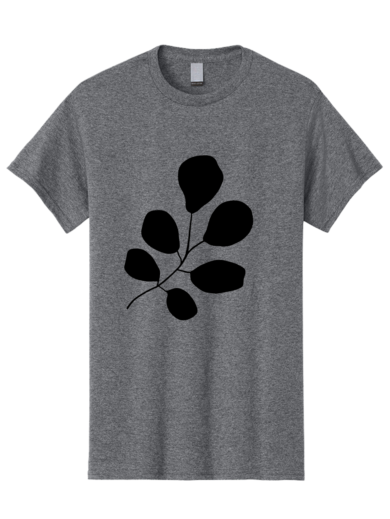 Black-Leaves-2 Men'S Graphic Tee, 100% Cotton, Comfortable Casual Summer Wear, Machine Washable, Simple Leaf Illustration, Minimalist Design, Black Silhouettes, Botanical Graphic, Leafy Branch, Modern Art - Aaa381