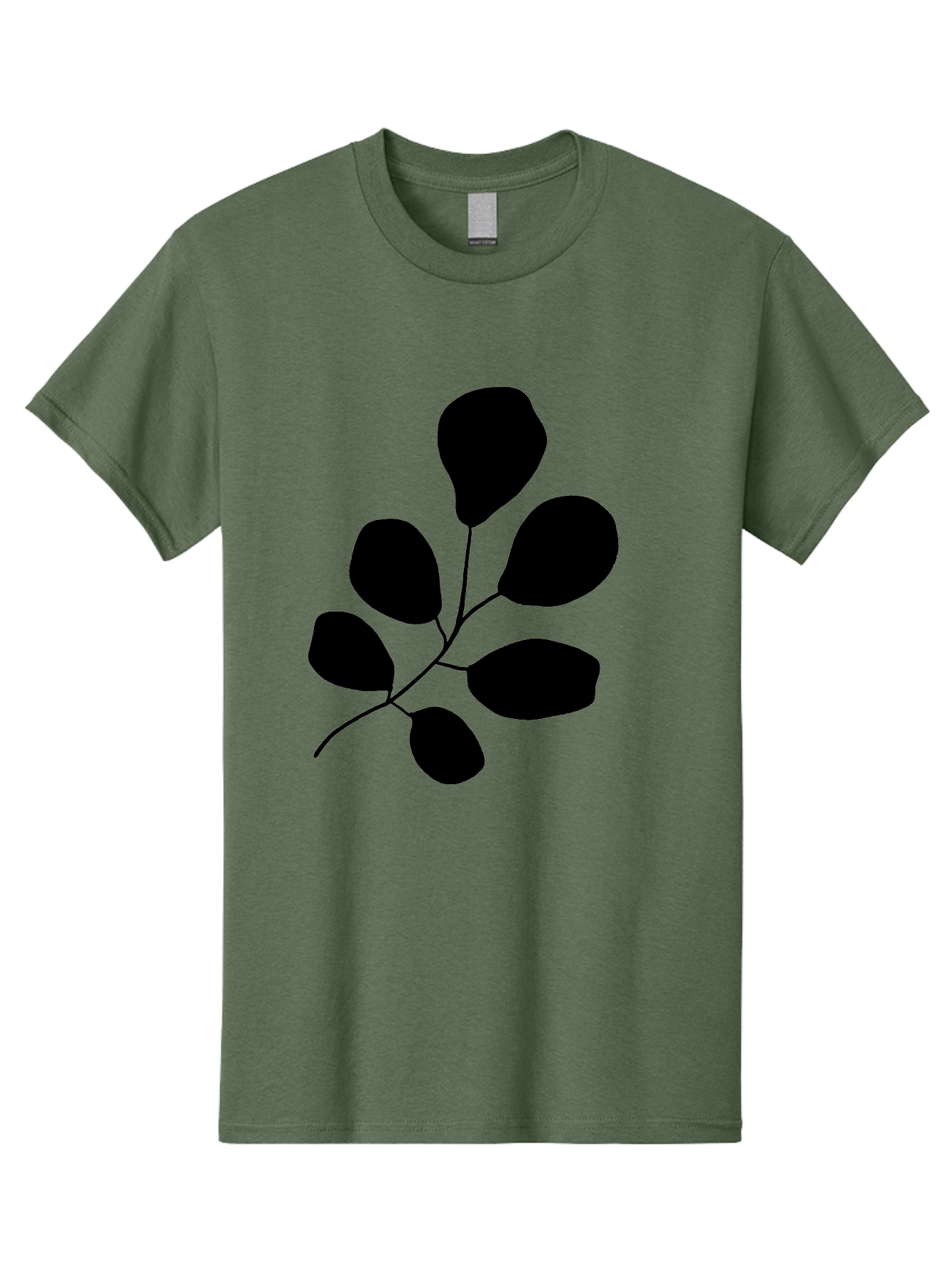 Black-Leaves-2 Men'S Graphic Tee, 100% Cotton, Comfortable Casual Summer Wear, Machine Washable, Simple Leaf Illustration, Minimalist Design, Black Silhouettes, Botanical Graphic, Leafy Branch, Modern Art - Aaa381