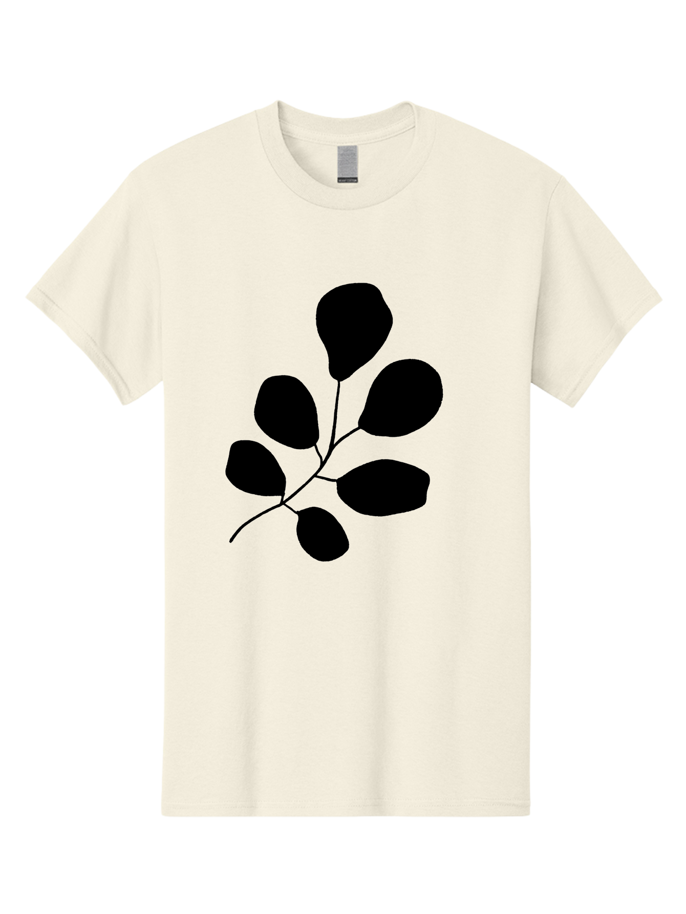 Black-Leaves-2 Men'S Graphic Tee, 100% Cotton, Comfortable Casual Summer Wear, Machine Washable, Simple Leaf Illustration, Minimalist Design, Black Silhouettes, Botanical Graphic, Leafy Branch, Modern Art - Aaa381