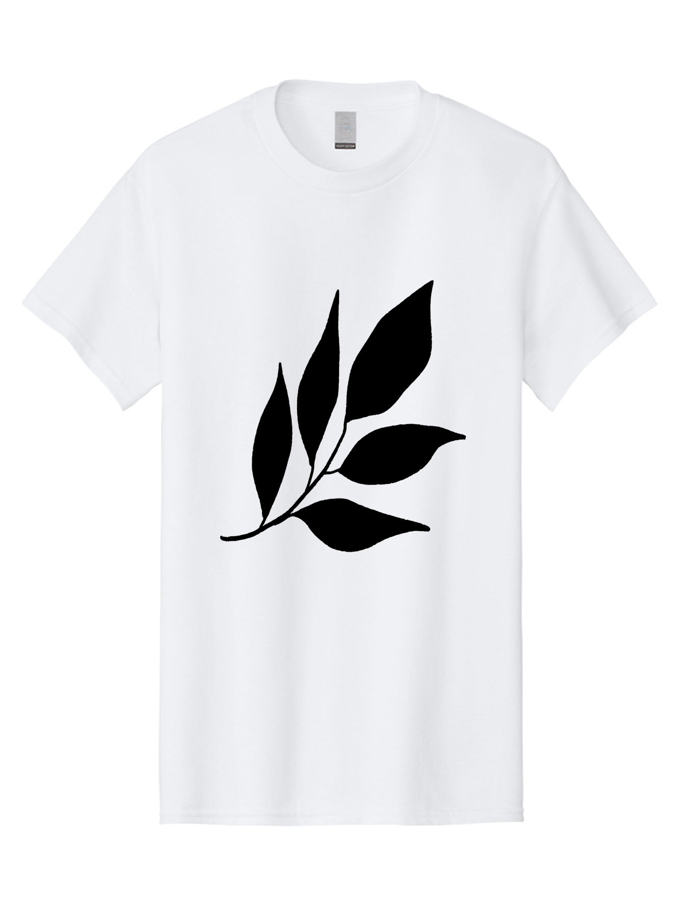 Black-Leaves-3 Men'S Graphic Tee, 100% Cotton, Comfortable Casual Summer Wear, Machine Washable, Black Leaves, Leafy Branch, Natural Elements, Simple Graphics, Minimalist Design, Leaf Silhouette, Botanical Illustration - Aaa382