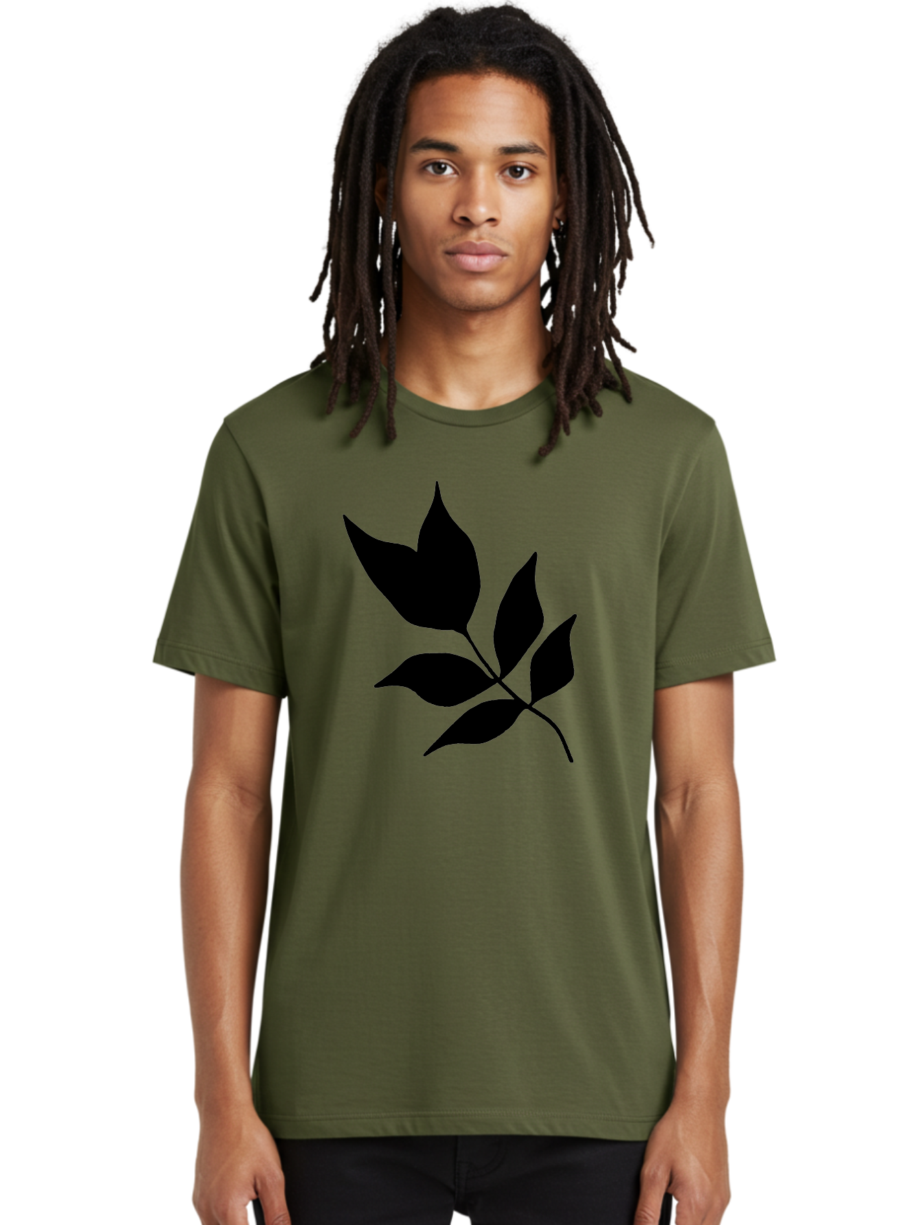 Black-Leaves-4 Men'S Graphic Tee, 100% Cotton, Comfortable Casual Summer Wear, Machine Washable, Black Leaves, Leaf Silhouette, Minimalist Design, Simple Graphics, Plant Illustration, Leaf Shape, Graphic Element - Aaa383