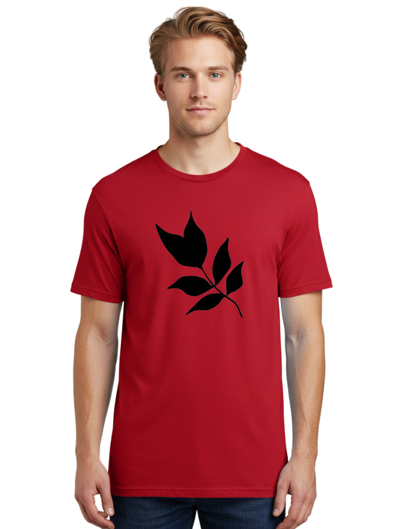 Black-Leaves-4 Men'S Graphic Tee, 100% Cotton, Comfortable Casual Summer Wear, Machine Washable, Black Leaves, Leaf Silhouette, Minimalist Design, Simple Graphics, Plant Illustration, Leaf Shape, Graphic Element - Aaa383