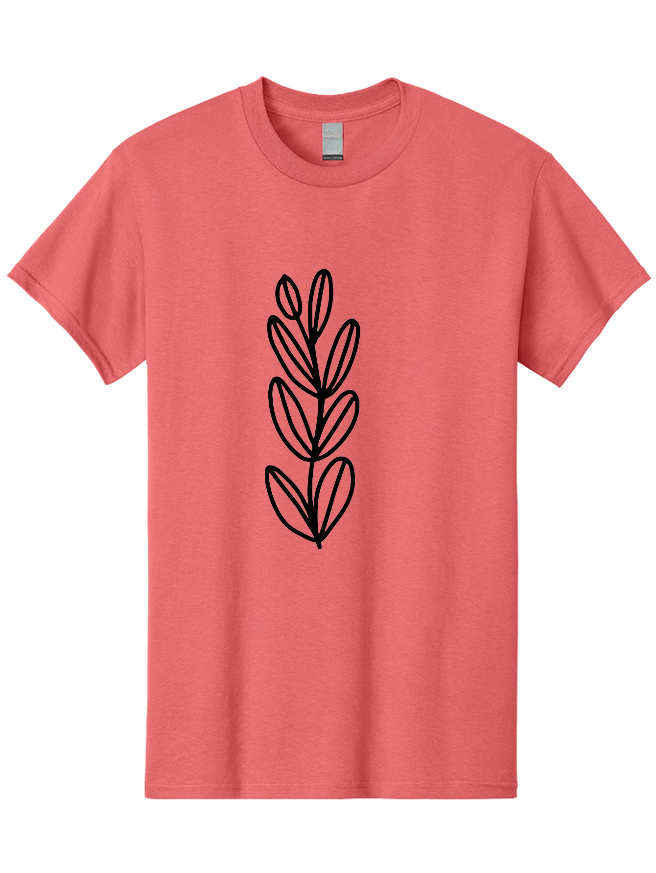 Black-Leaves Men'S Graphic Tee, 100% Cotton, Comfortable Casual Summer Wear, Machine Washable, Simple Plant Illustration, Minimalist Design, Black Outline, Leafy Greens, Botanical Art, Modern Simplicity, Graphic Design Element - Aaa384