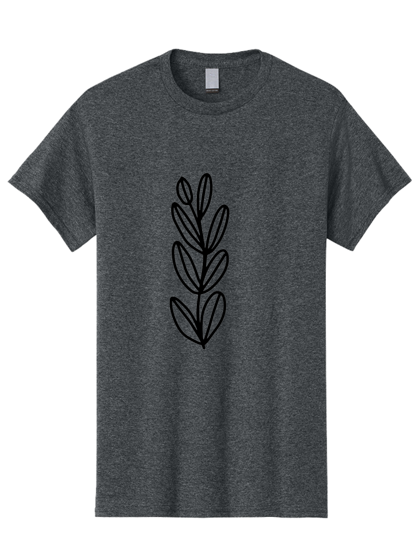 Black-Leaves Men'S Graphic Tee, 100% Cotton, Comfortable Casual Summer Wear, Machine Washable, Simple Plant Illustration, Minimalist Design, Black Outline, Leafy Greens, Botanical Art, Modern Simplicity, Graphic Design Element - Aaa384