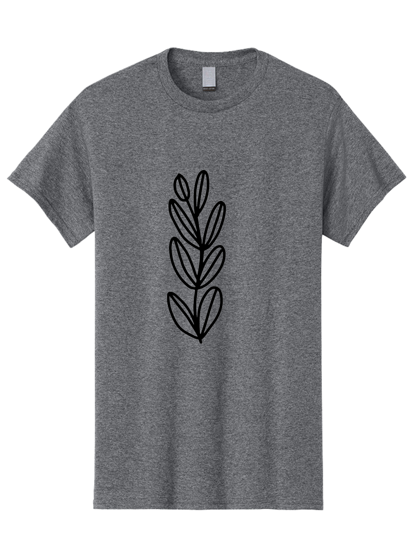 Black-Leaves Men'S Graphic Tee, 100% Cotton, Comfortable Casual Summer Wear, Machine Washable, Simple Plant Illustration, Minimalist Design, Black Outline, Leafy Greens, Botanical Art, Modern Simplicity, Graphic Design Element - Aaa384